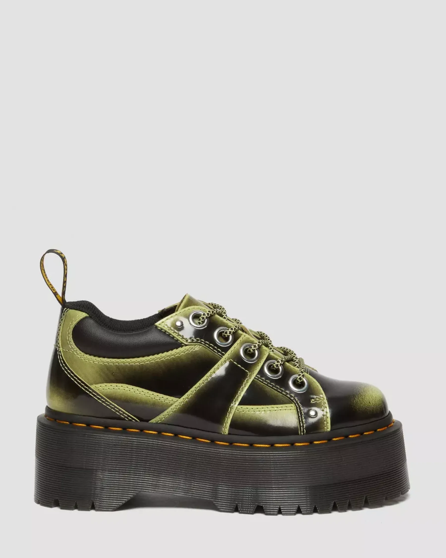 Platform Shoes|Shoes>Dr. Martens 5-Eye Max Distressed Leather Platform Shoes Lime Green — Arcadia