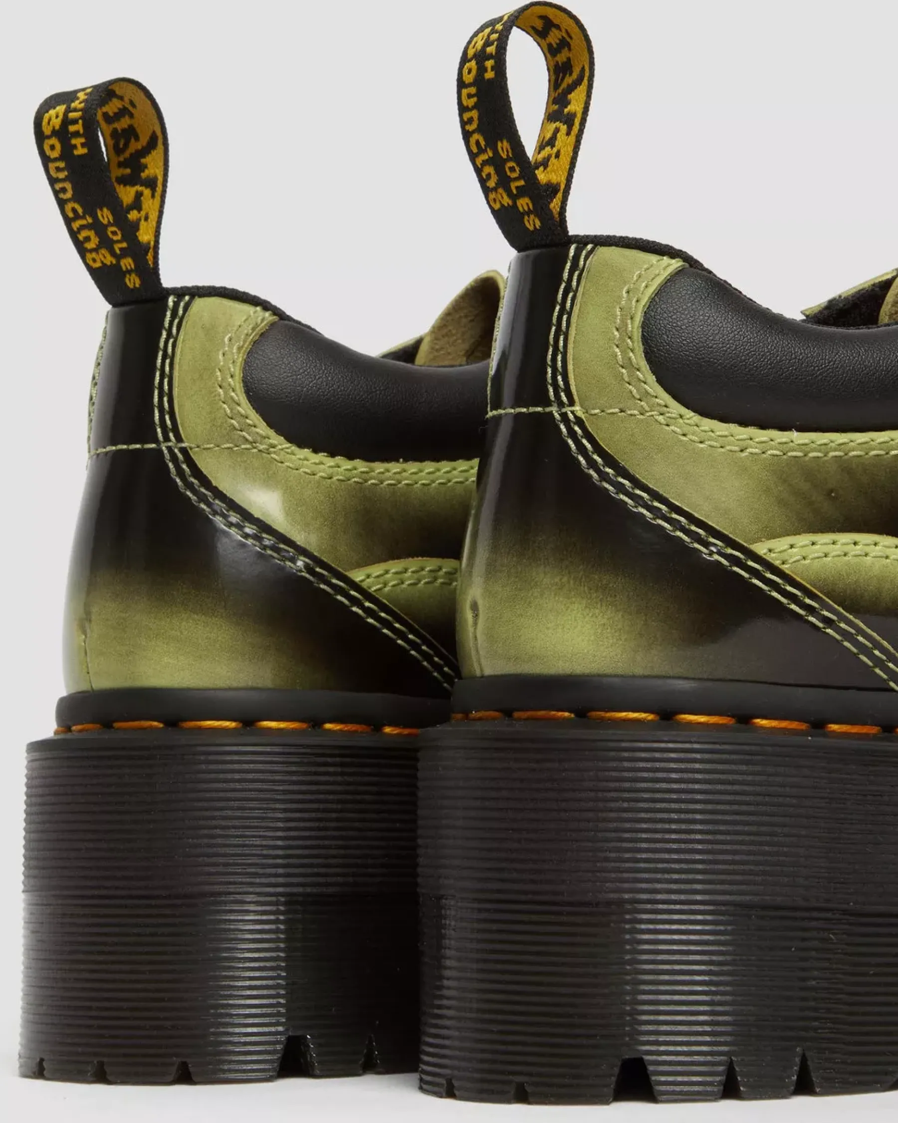Platform Shoes|Shoes>Dr. Martens 5-Eye Max Distressed Leather Platform Shoes Lime Green — Arcadia