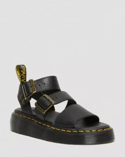 Bestsellers|Platform Sandals>Dr. Martens Gryphon Pisa Leather Platform Sandals Black — Pisa