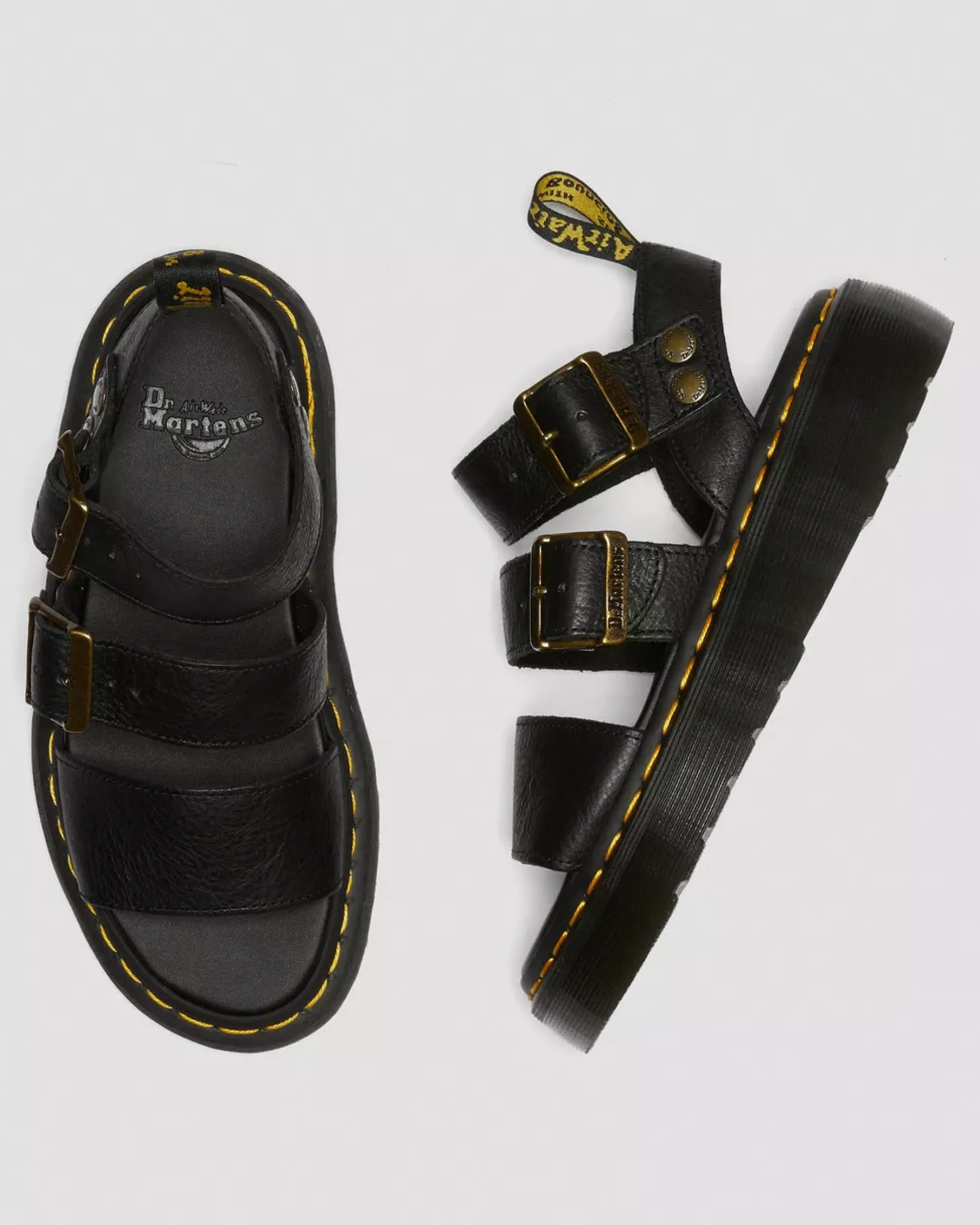 Bestsellers|Platform Sandals>Dr. Martens Gryphon Pisa Leather Platform Sandals Black — Pisa