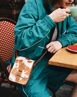Accessories|Bags>Dr. Martens Hair-On Cow Print Vertical Crossbody Bag WARM TAN — Hair On
