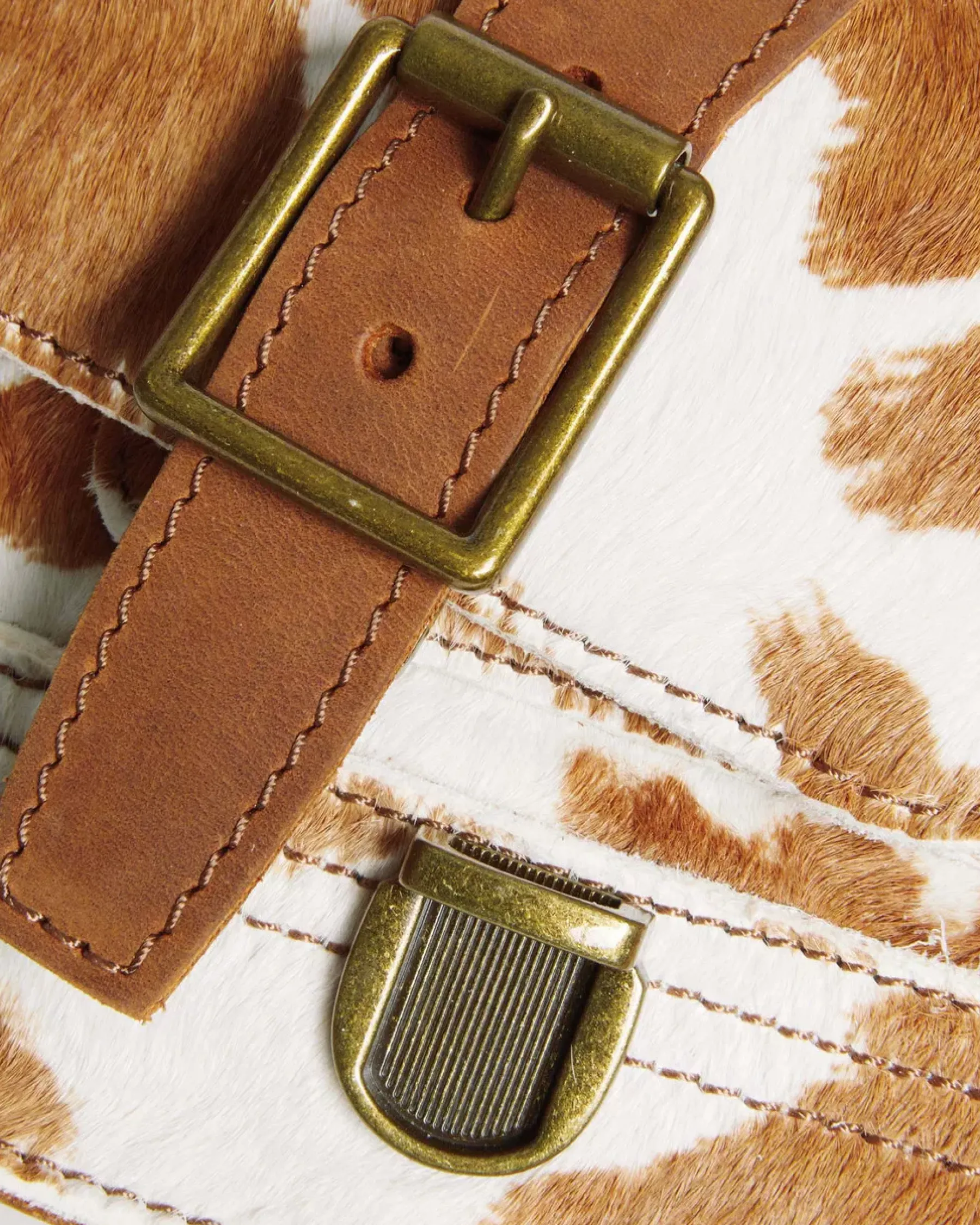 Accessories|Bags>Dr. Martens Hair-On Cow Print Vertical Crossbody Bag WARM TAN — Hair On