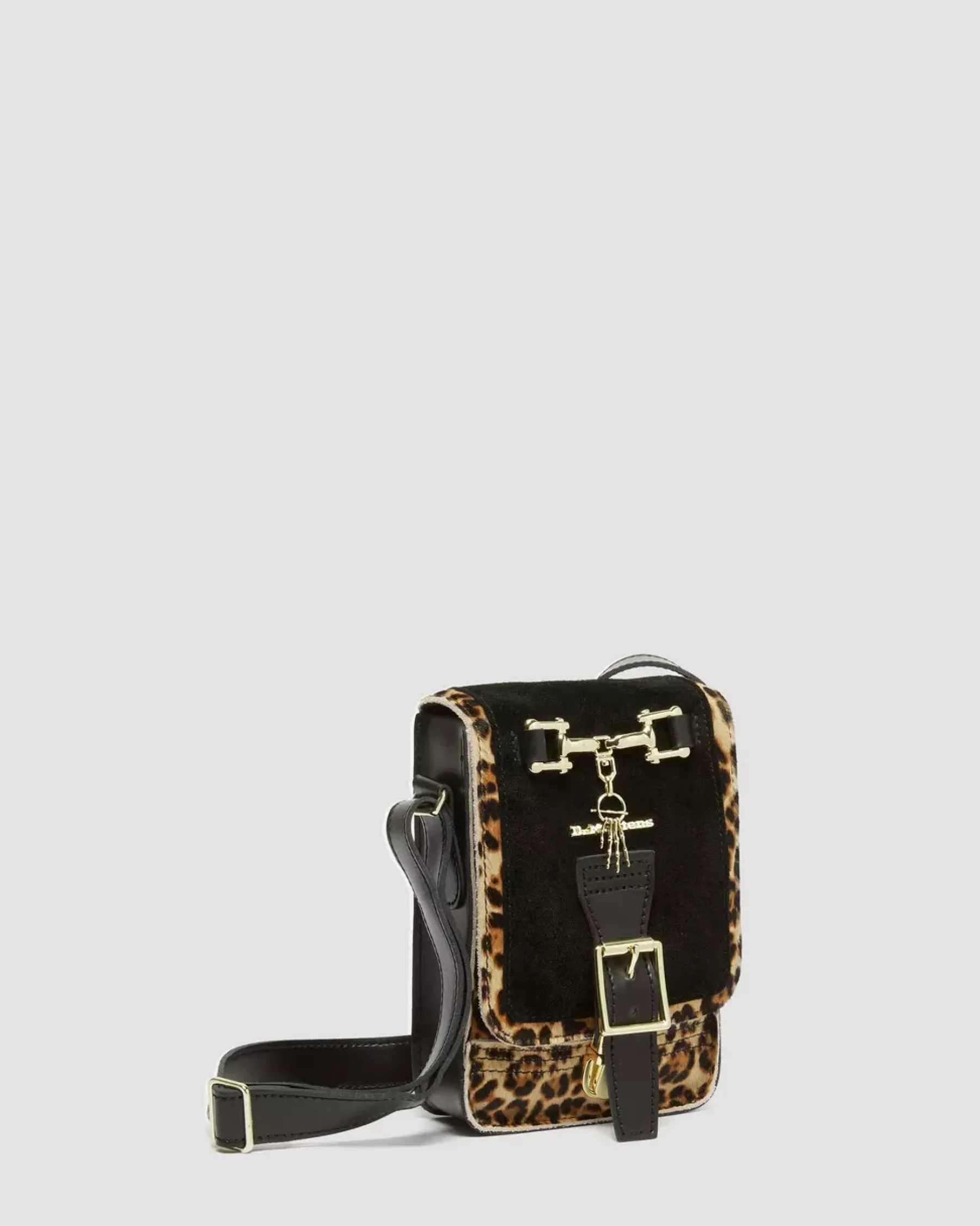 Accessories|Bags>Dr. Martens Hair-On Leopard Print Vertical Crossbody Bag Black