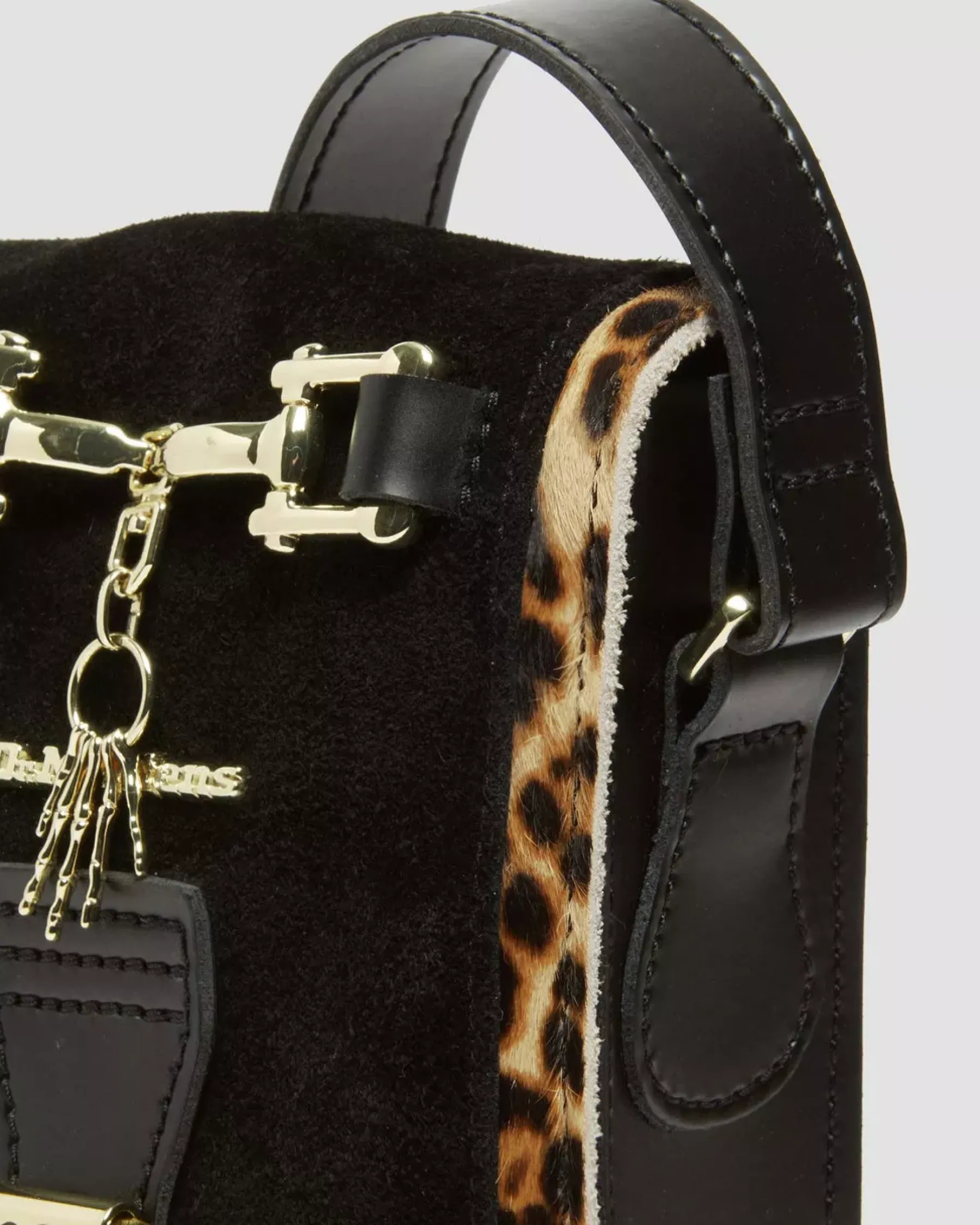 Accessories|Bags>Dr. Martens Hair-On Leopard Print Vertical Crossbody Bag Black