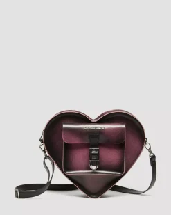 Accessories|Bags>Dr. Martens Heart Shaped Distressed Leather Backpack Black+Fondant Pink — Arcadia