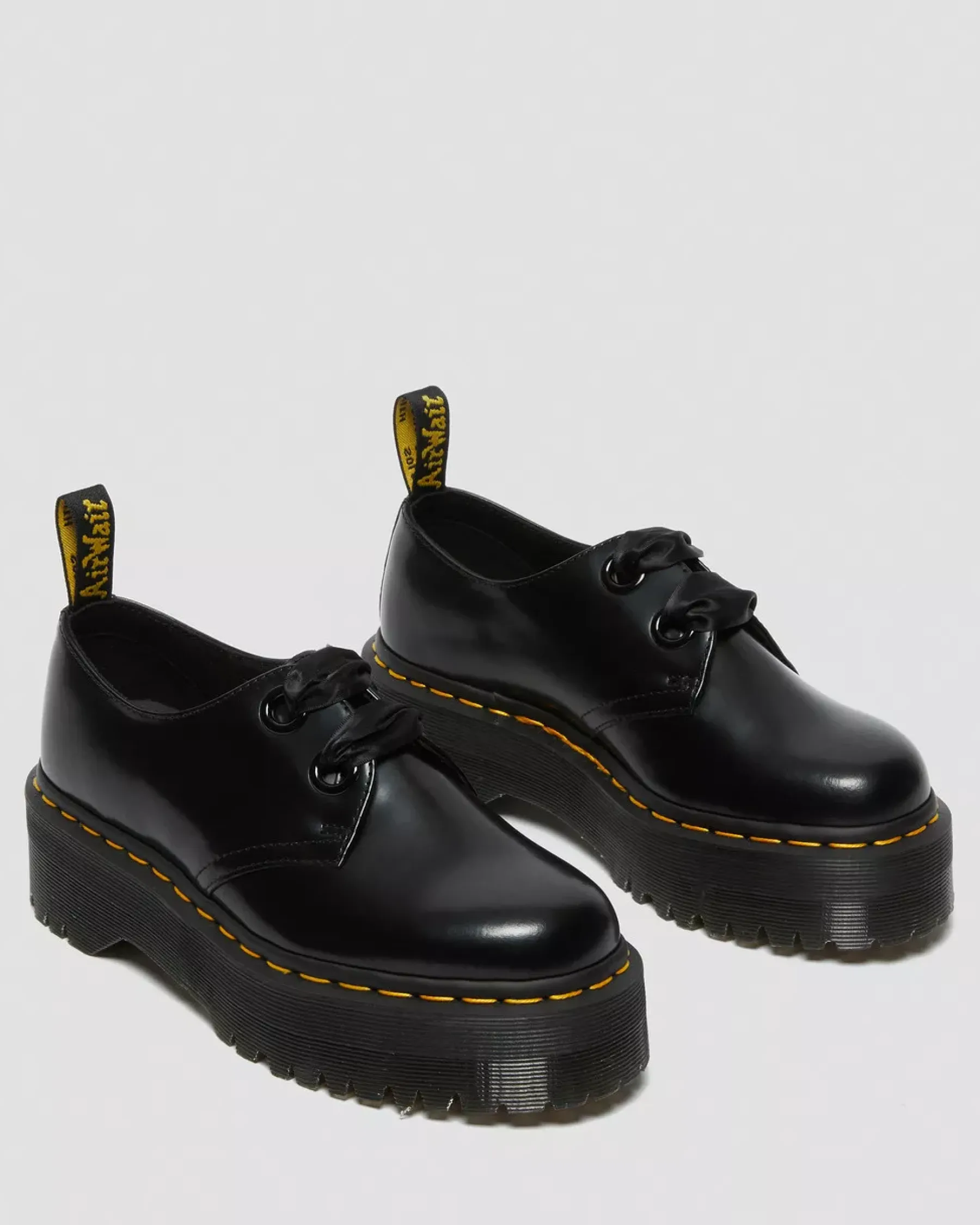 Platform Shoes|Shoes>Dr. Martens Holly Women's Leather Platform Shoes Black — Buttero