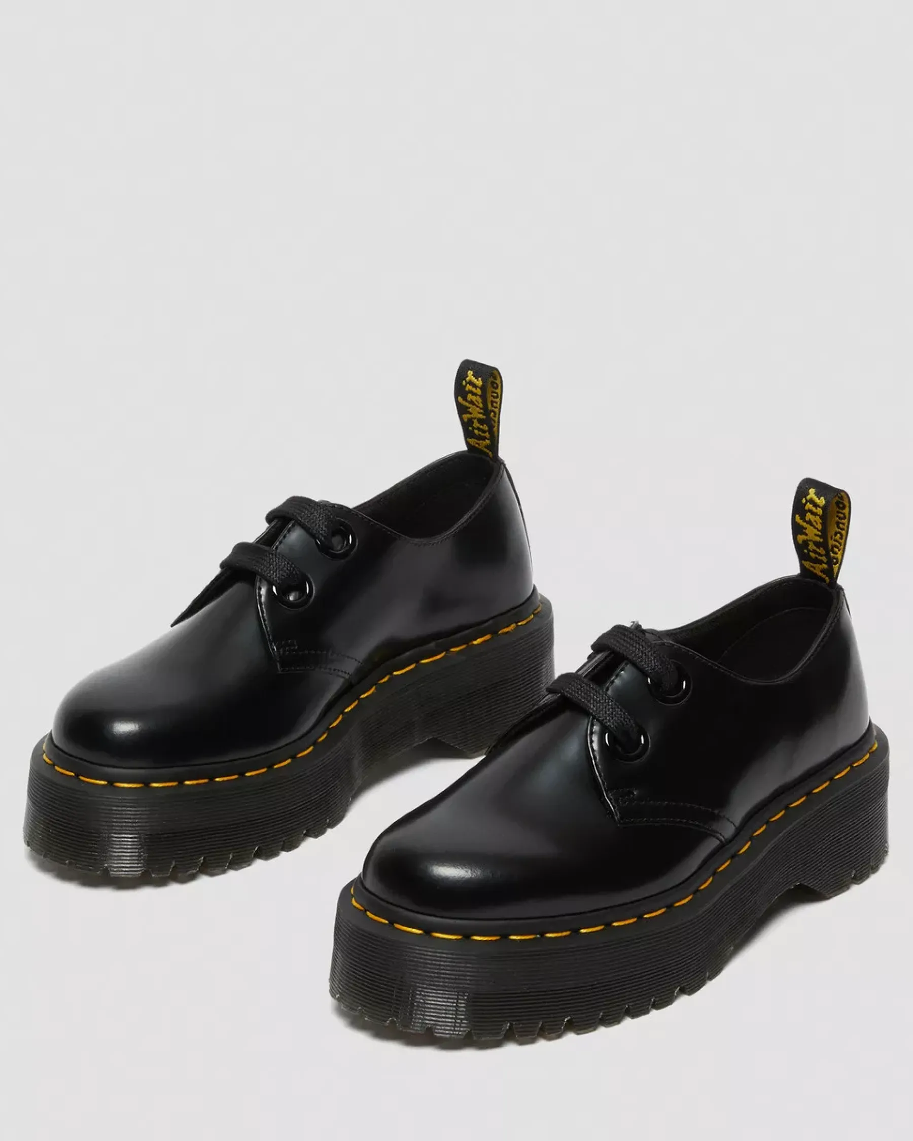 Platform Shoes|Shoes>Dr. Martens Holly Women's Leather Platform Shoes Black — Buttero