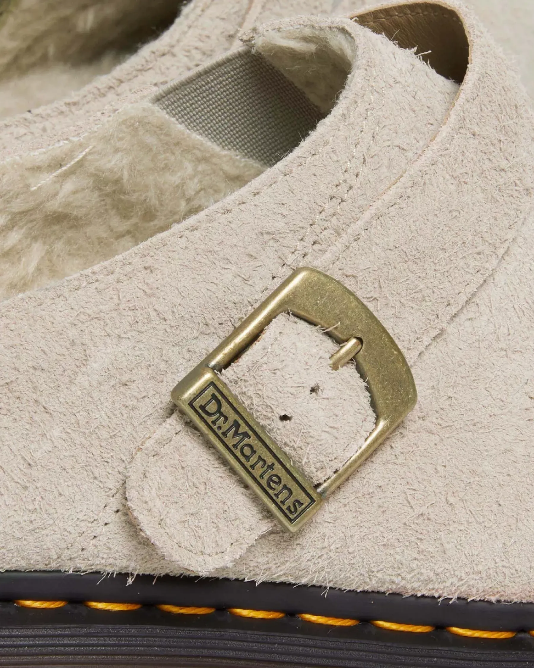 Sale|Originals>Dr. Martens Isham Faux Shearling Lined Suede Slingback Mules VINTAGE TAUPE — Long Napped Suede