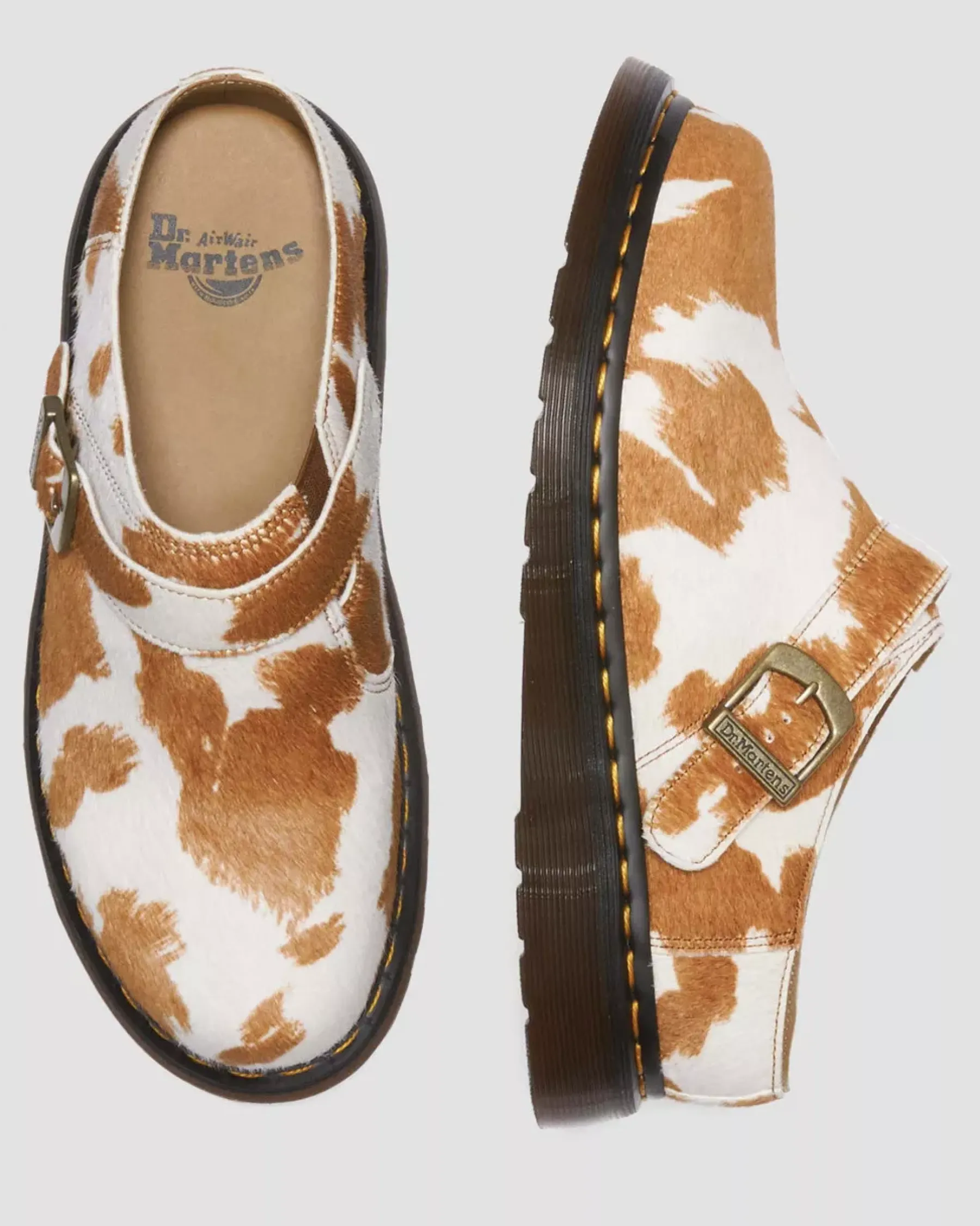 Originals|Mules & Slides>Dr. Martens Isham Hair-On Cow Print Slingback Mules JERSEY COW PRINT — Hair On
