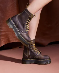 Platform Boots|Ankle Boots>Dr. Martens Jadon Boot Arc Crazy Horse Platforms Brown — Crazy Horse