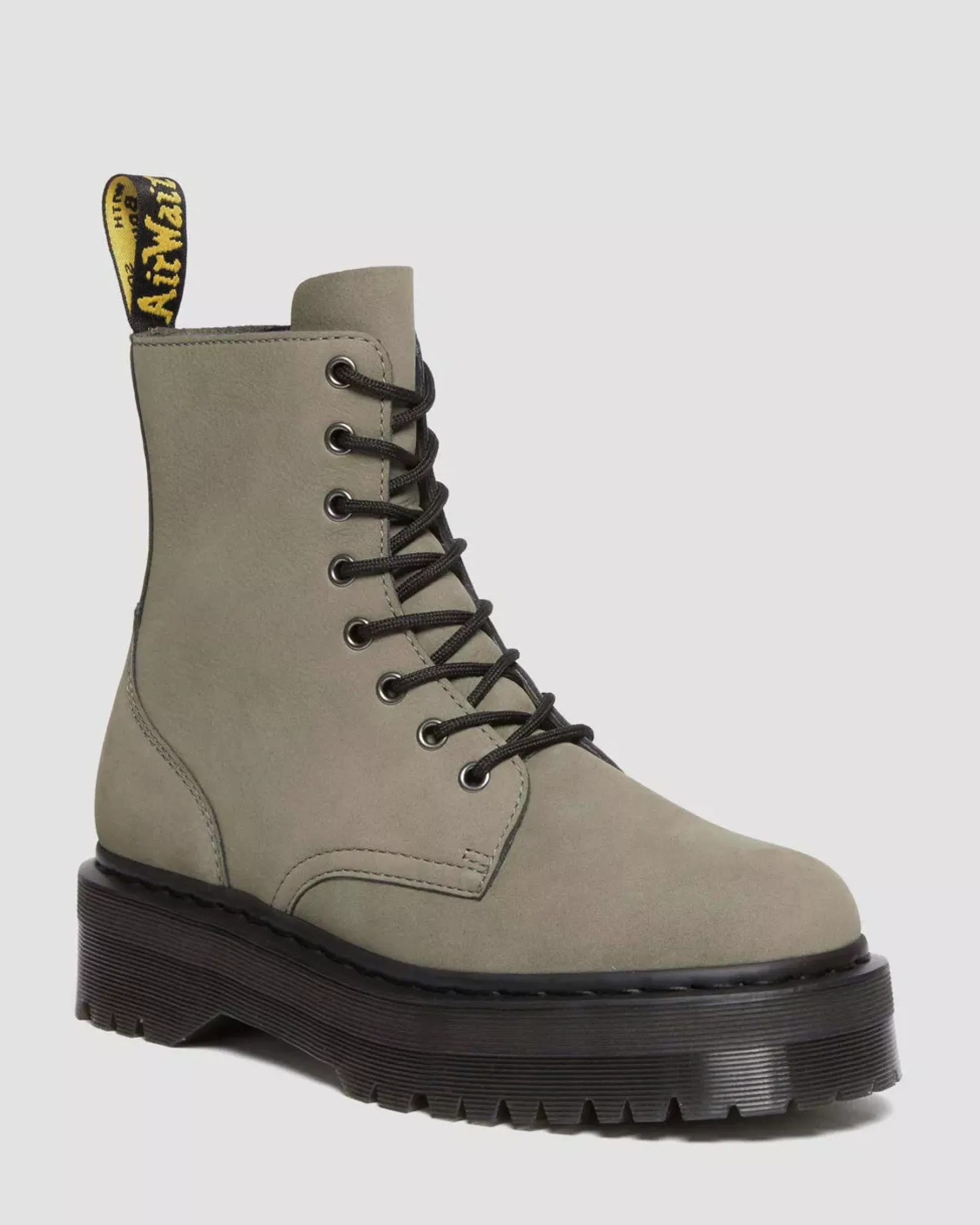 Sale|Platform Boots>Dr. Martens Jadon Boot Milled Nubuck Platforms NICKEL GREY — Milled Nubuck Wp