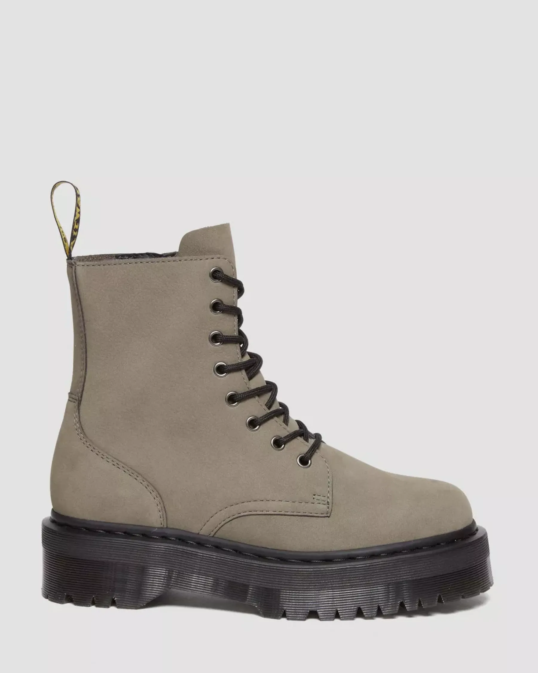 Sale|Platform Boots>Dr. Martens Jadon Boot Milled Nubuck Platforms NICKEL GREY — Milled Nubuck Wp