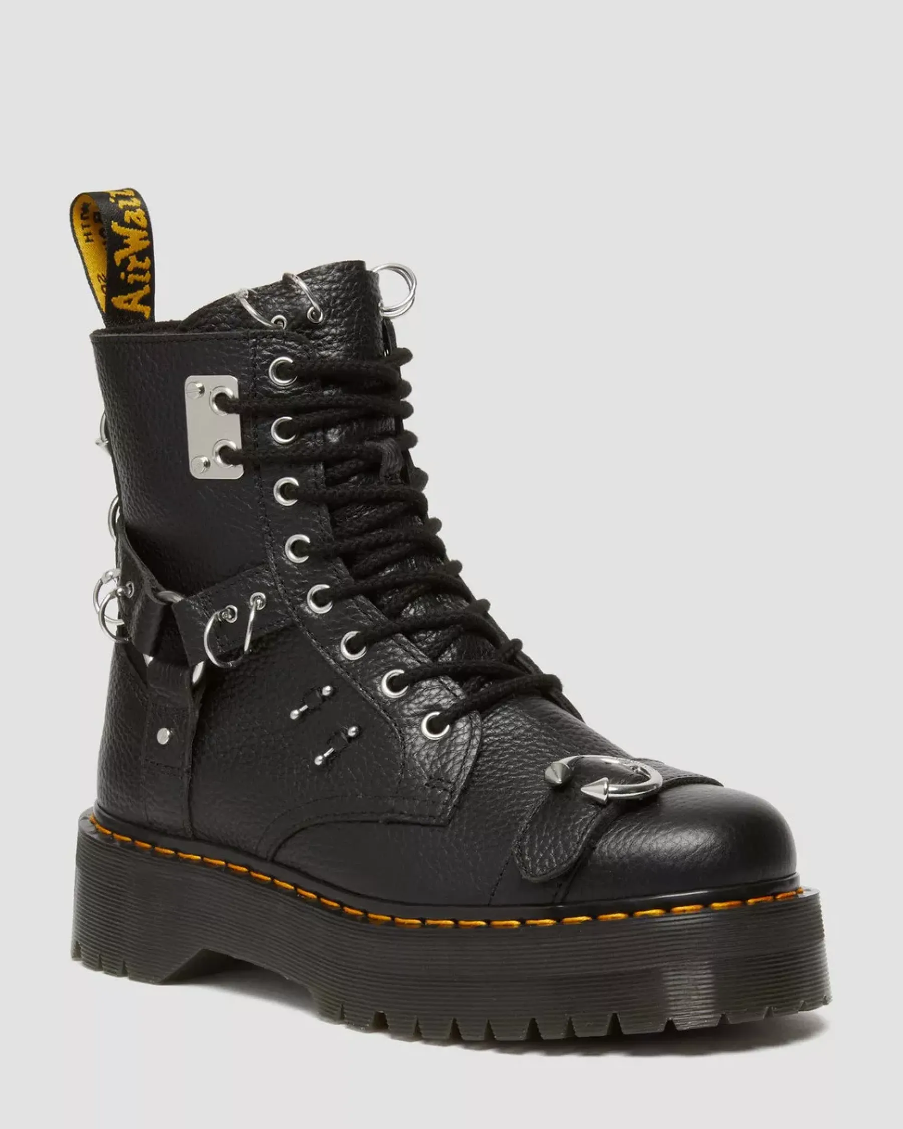 Ankle Boots|Platforms>Dr. Martens Jadon Boot Piercing Milled Nappa Leather Platforms Black — Milled Nappa