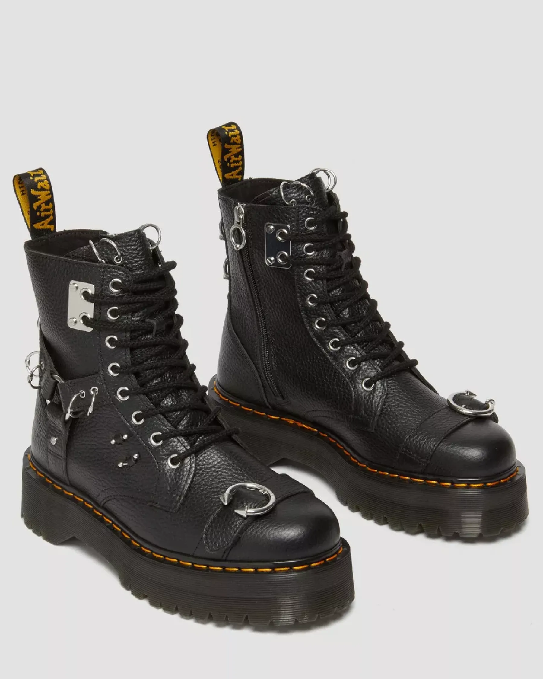 Ankle Boots|Platforms>Dr. Martens Jadon Boot Piercing Milled Nappa Leather Platforms Black — Milled Nappa