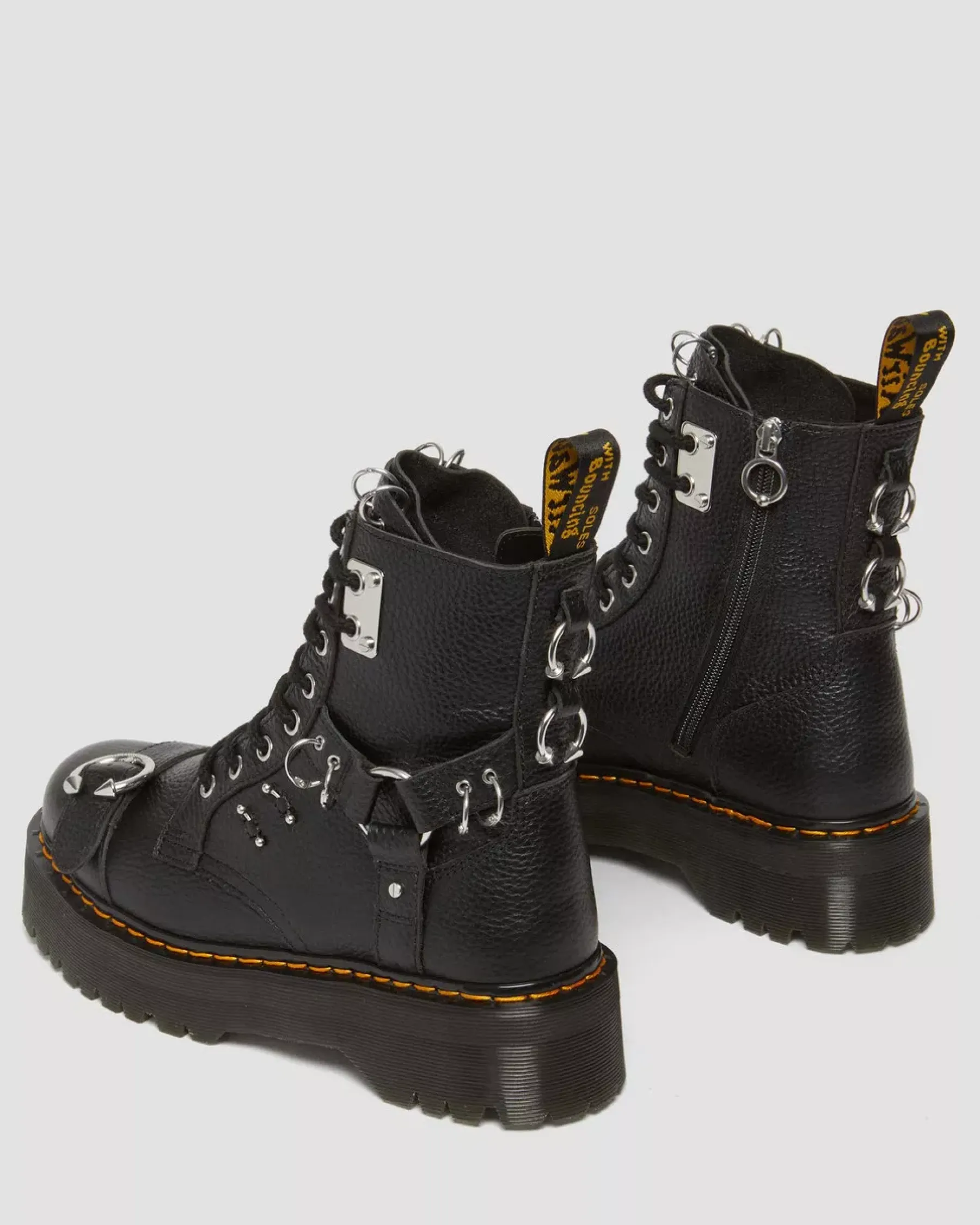 Ankle Boots|Platforms>Dr. Martens Jadon Boot Piercing Milled Nappa Leather Platforms Black — Milled Nappa