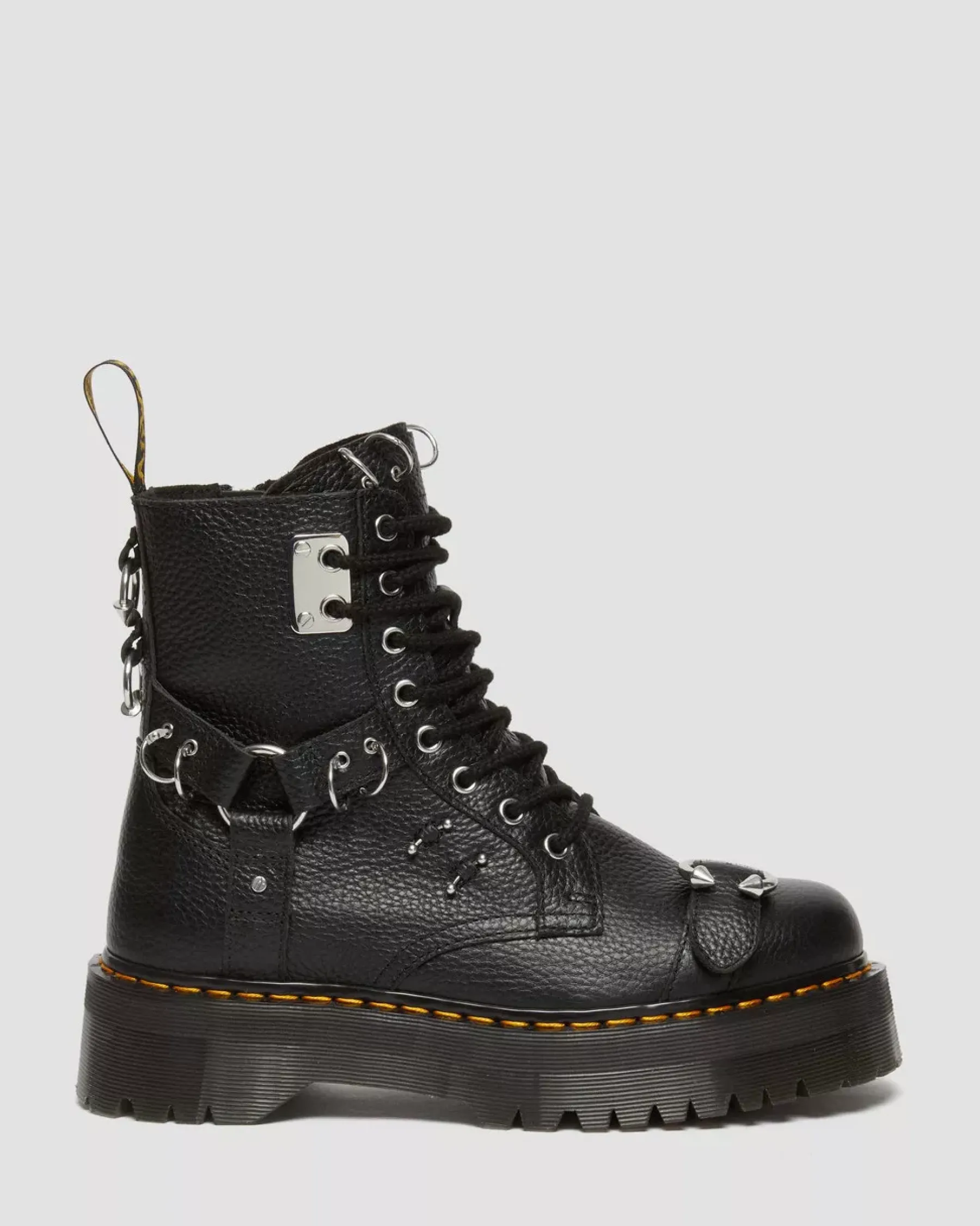 Ankle Boots|Platforms>Dr. Martens Jadon Boot Piercing Milled Nappa Leather Platforms Black — Milled Nappa