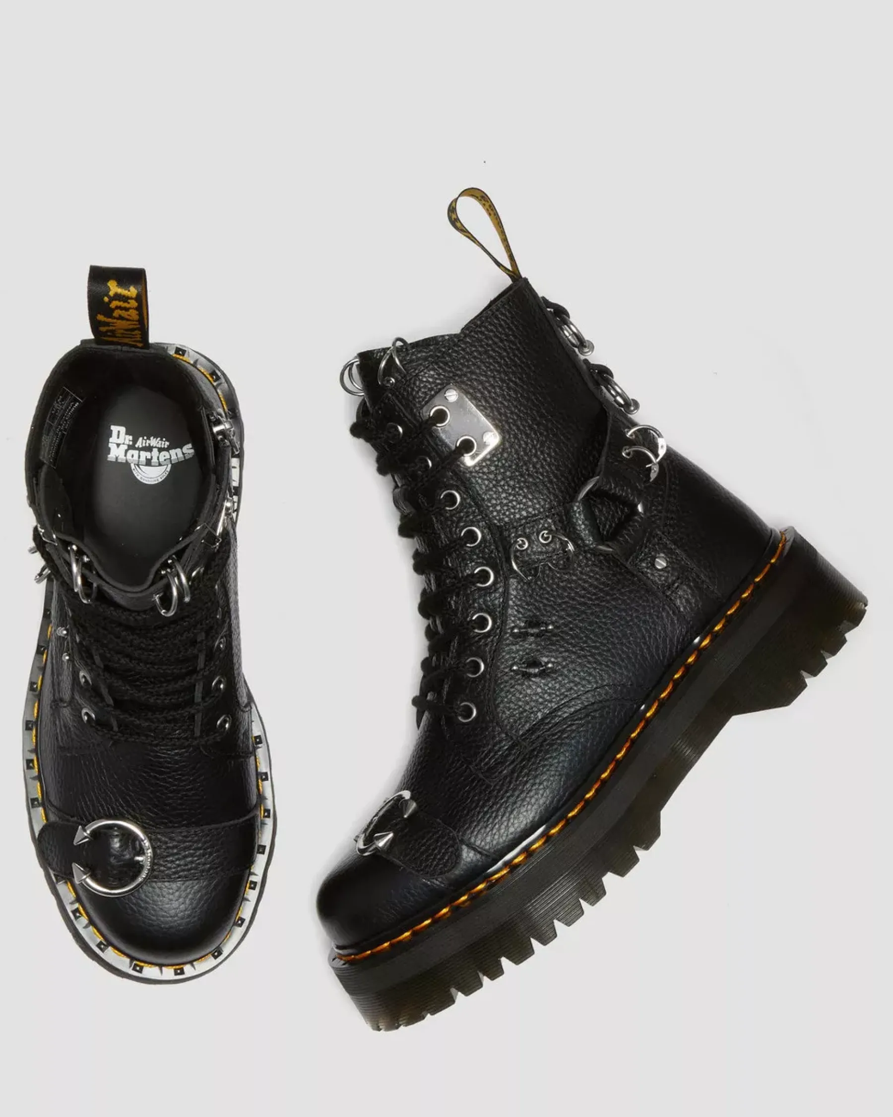 Ankle Boots|Platforms>Dr. Martens Jadon Boot Piercing Milled Nappa Leather Platforms Black — Milled Nappa