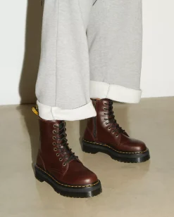 Platform Boots|Ankle Boots>Dr. Martens Jadon Boot Pull Up Leather Platforms Dark Brown