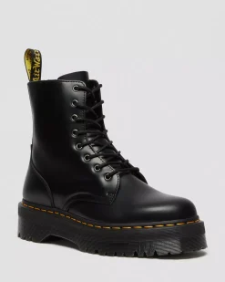 Bestsellers|Ankle Boots>Dr. Martens Jadon Boot Smooth Leather Platforms Black — Polished Smooth