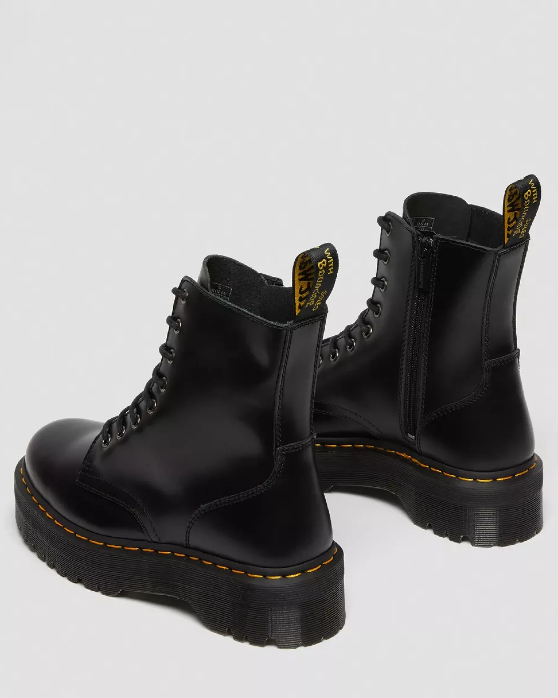 Bestsellers|Ankle Boots>Dr. Martens Jadon Boot Smooth Leather Platforms Black — Polished Smooth
