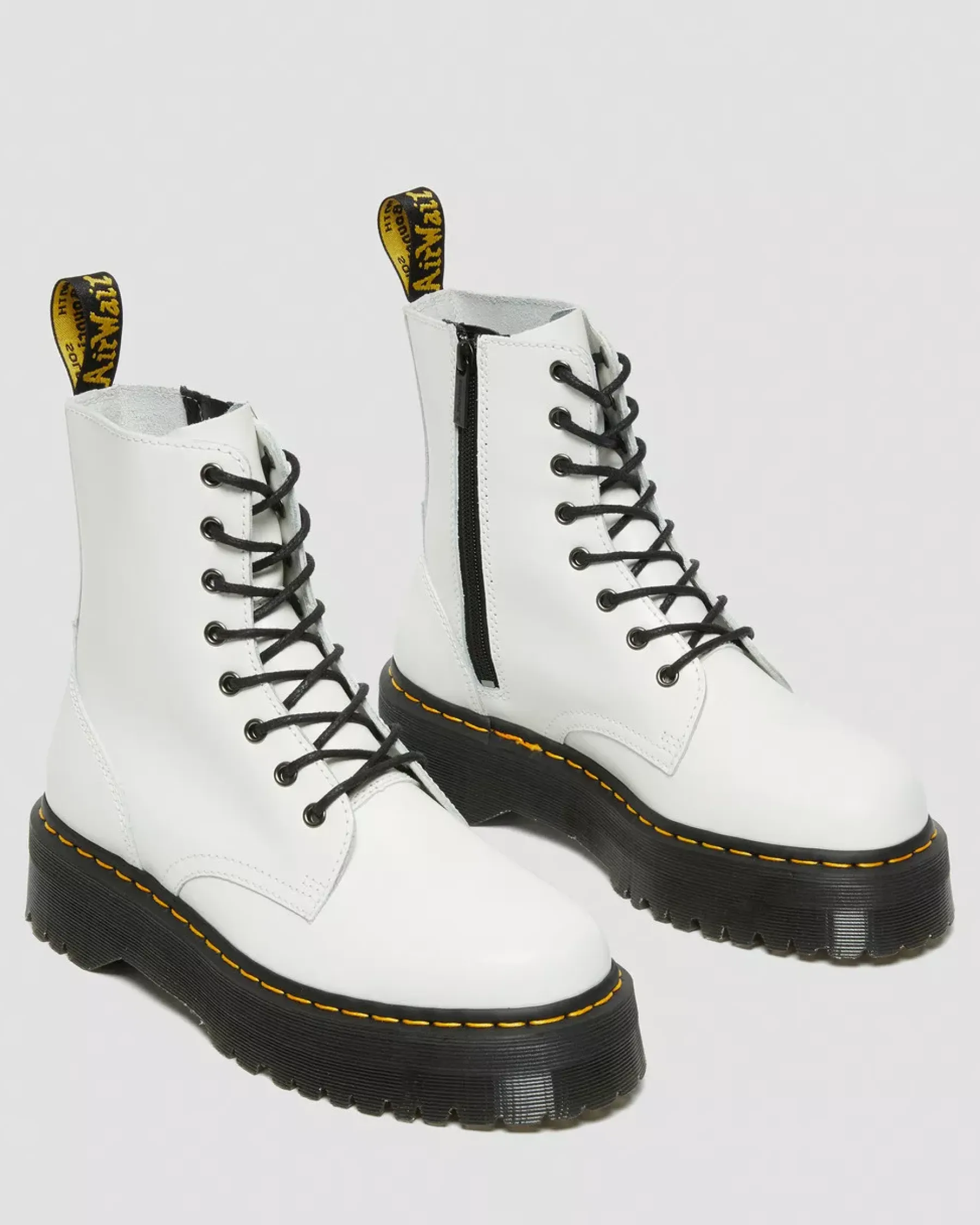 Bestsellers|Platform Boots>Dr. Martens Jadon Boot Smooth Leather Platforms White — Polished Smooth
