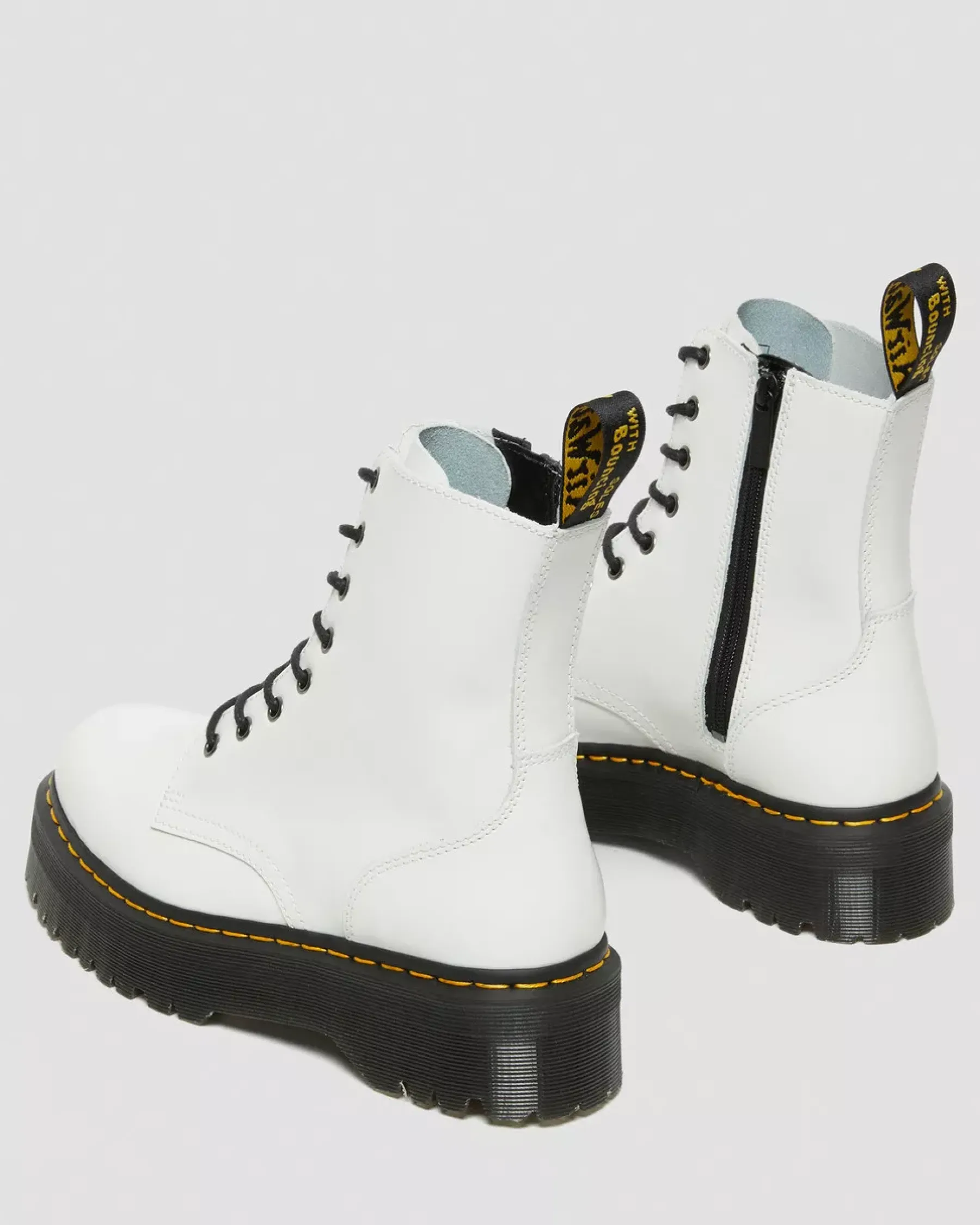 Bestsellers|Platform Boots>Dr. Martens Jadon Boot Smooth Leather Platforms White — Polished Smooth