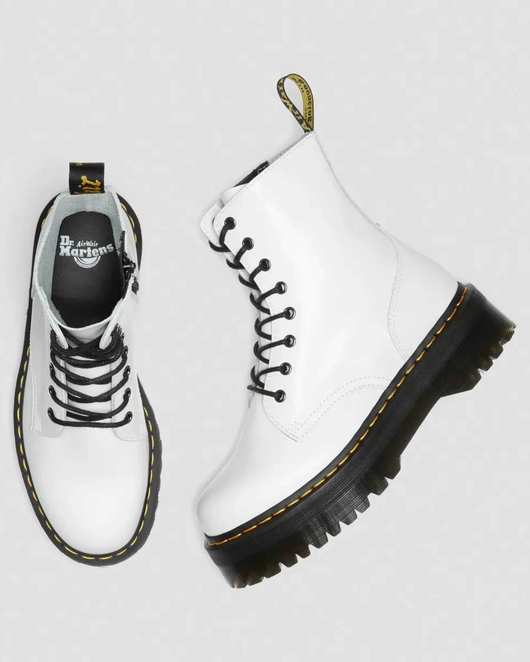 Bestsellers|Platform Boots>Dr. Martens Jadon Boot Smooth Leather Platforms White — Polished Smooth
