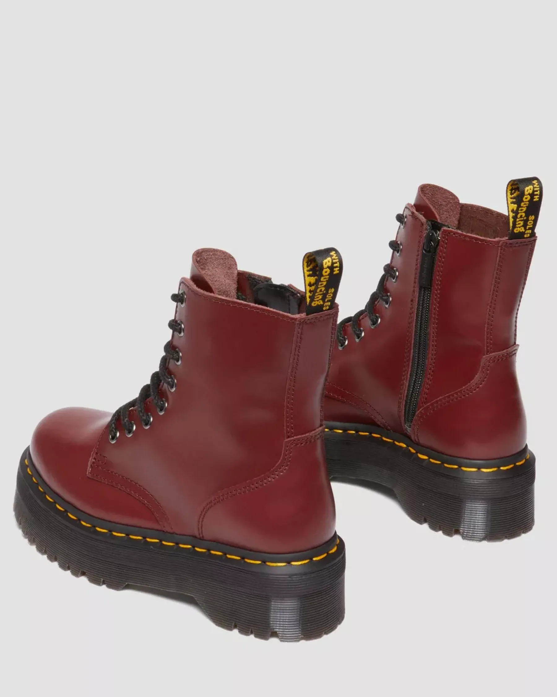 Sale|Platform Boots>Dr. Martens Jadon Boot Smooth Leather Platforms Red — Polished Smooth
