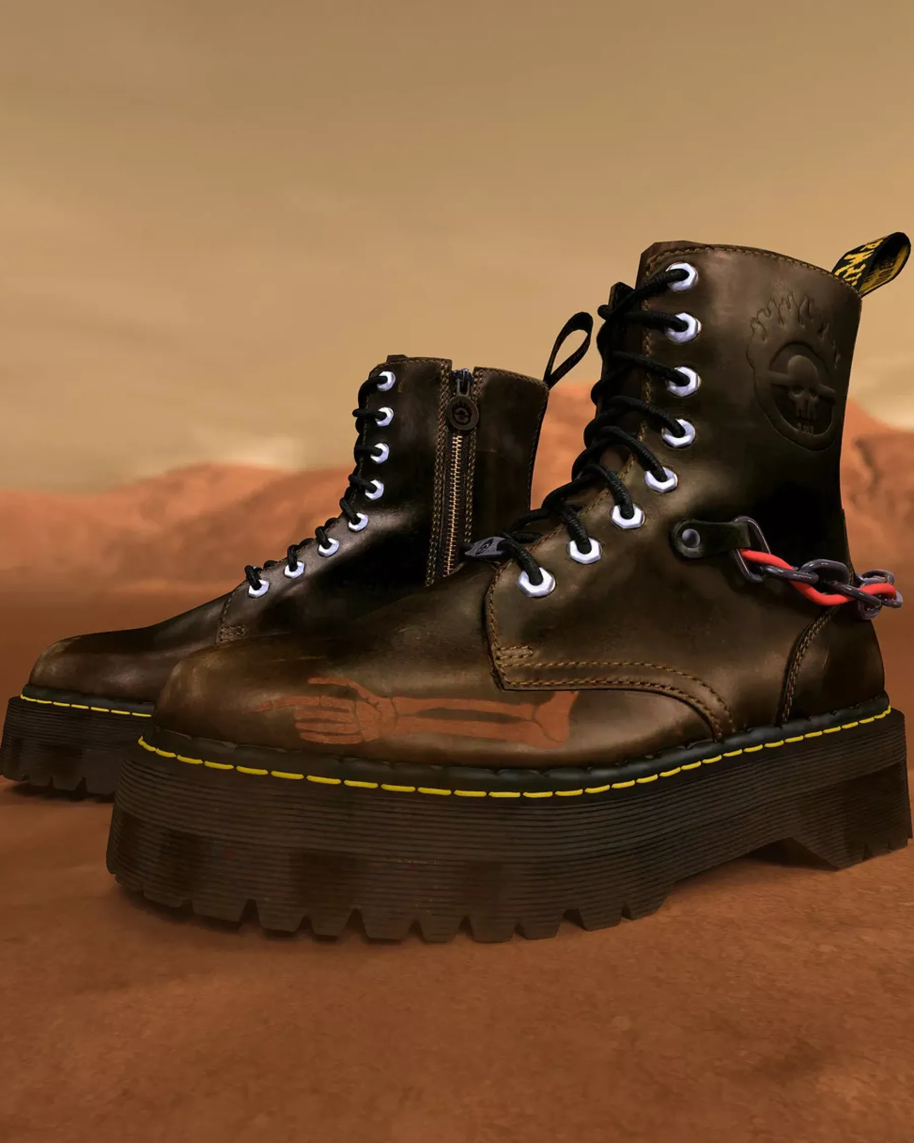 Platform Boots|Ankle Boots>Dr. Martens Jadon Boot WB Mad Max Leather Platforms Dark Taupe — Orleans