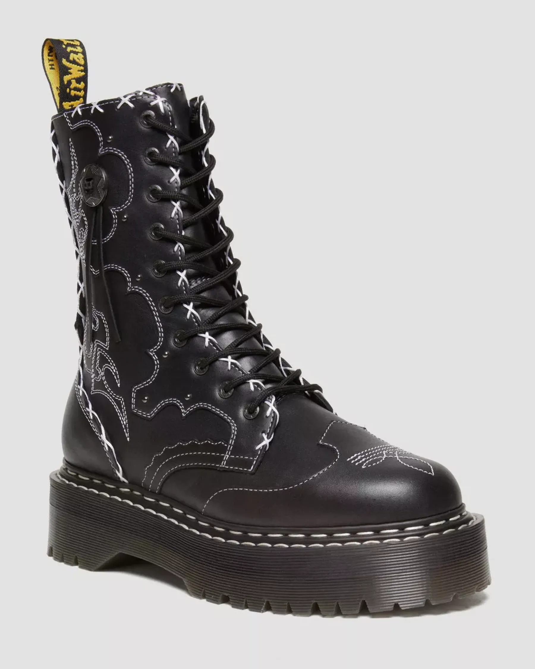Platform Boots|Platforms>Dr. Martens Jadon Hi Boot Gothic Americana Leather Platforms Black — Wanama