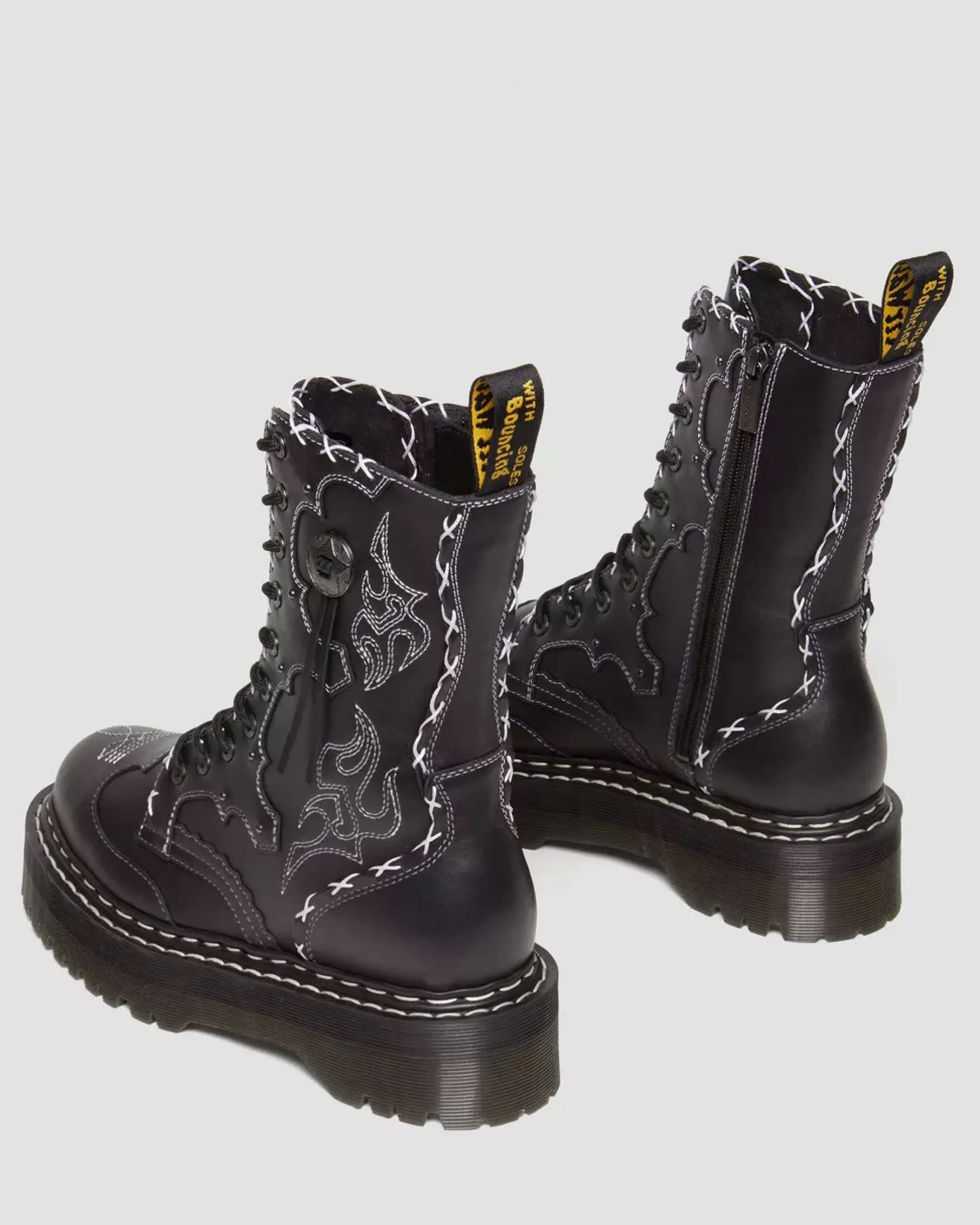Platform Boots|Platforms>Dr. Martens Jadon Hi Boot Gothic Americana Leather Platforms Black — Wanama