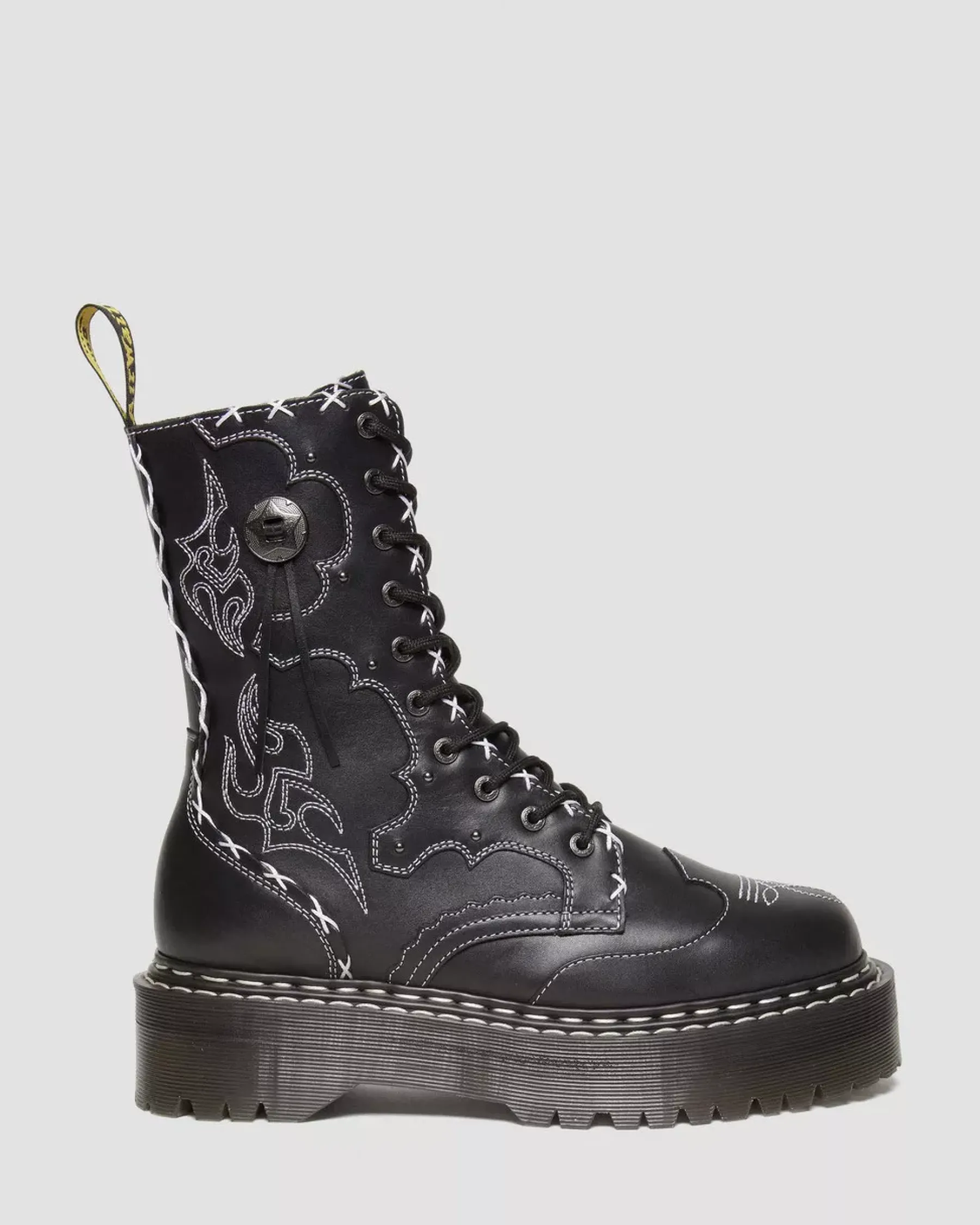 Platform Boots|Platforms>Dr. Martens Jadon Hi Boot Gothic Americana Leather Platforms Black — Wanama
