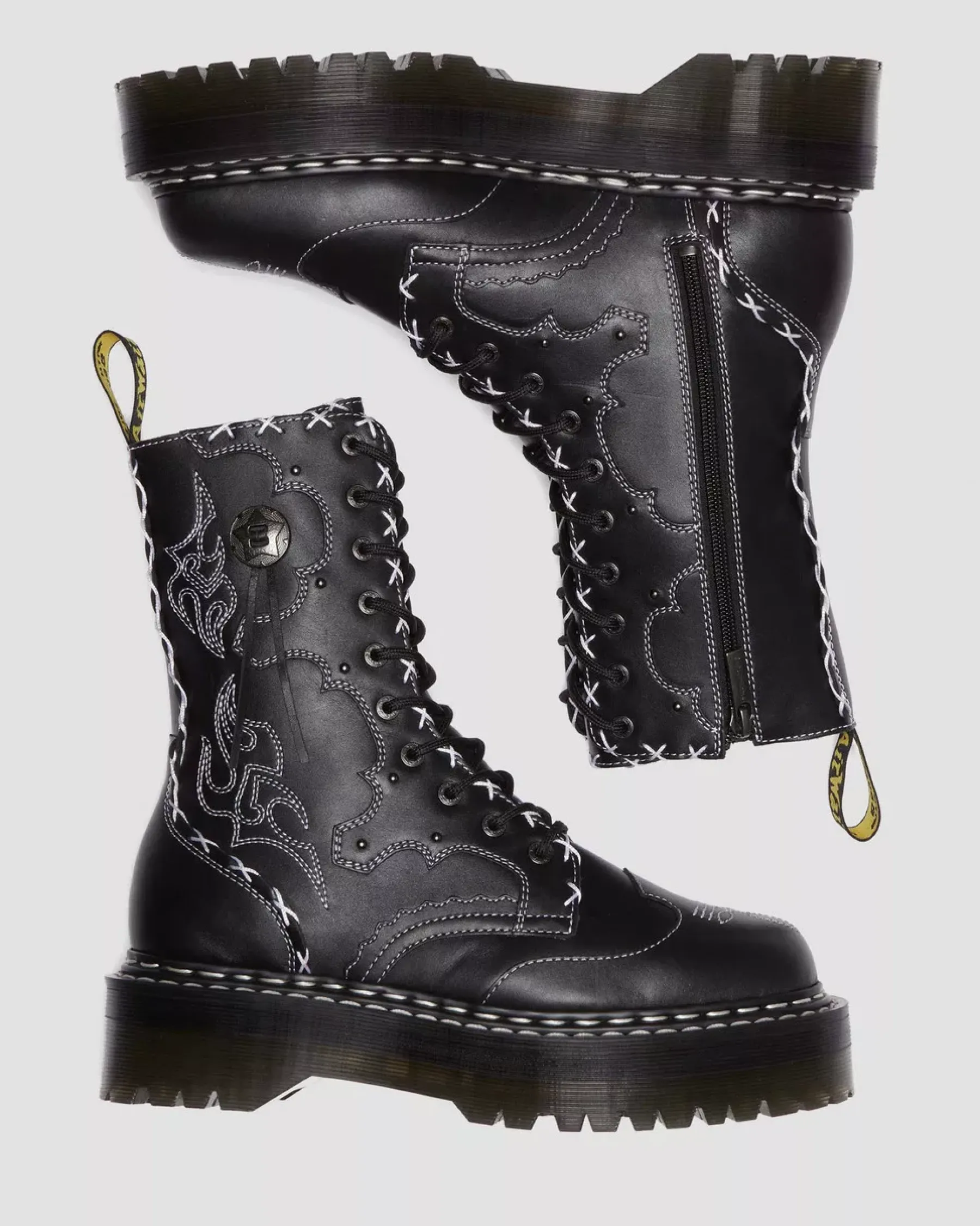 Platform Boots|Platforms>Dr. Martens Jadon Hi Boot Gothic Americana Leather Platforms Black — Wanama