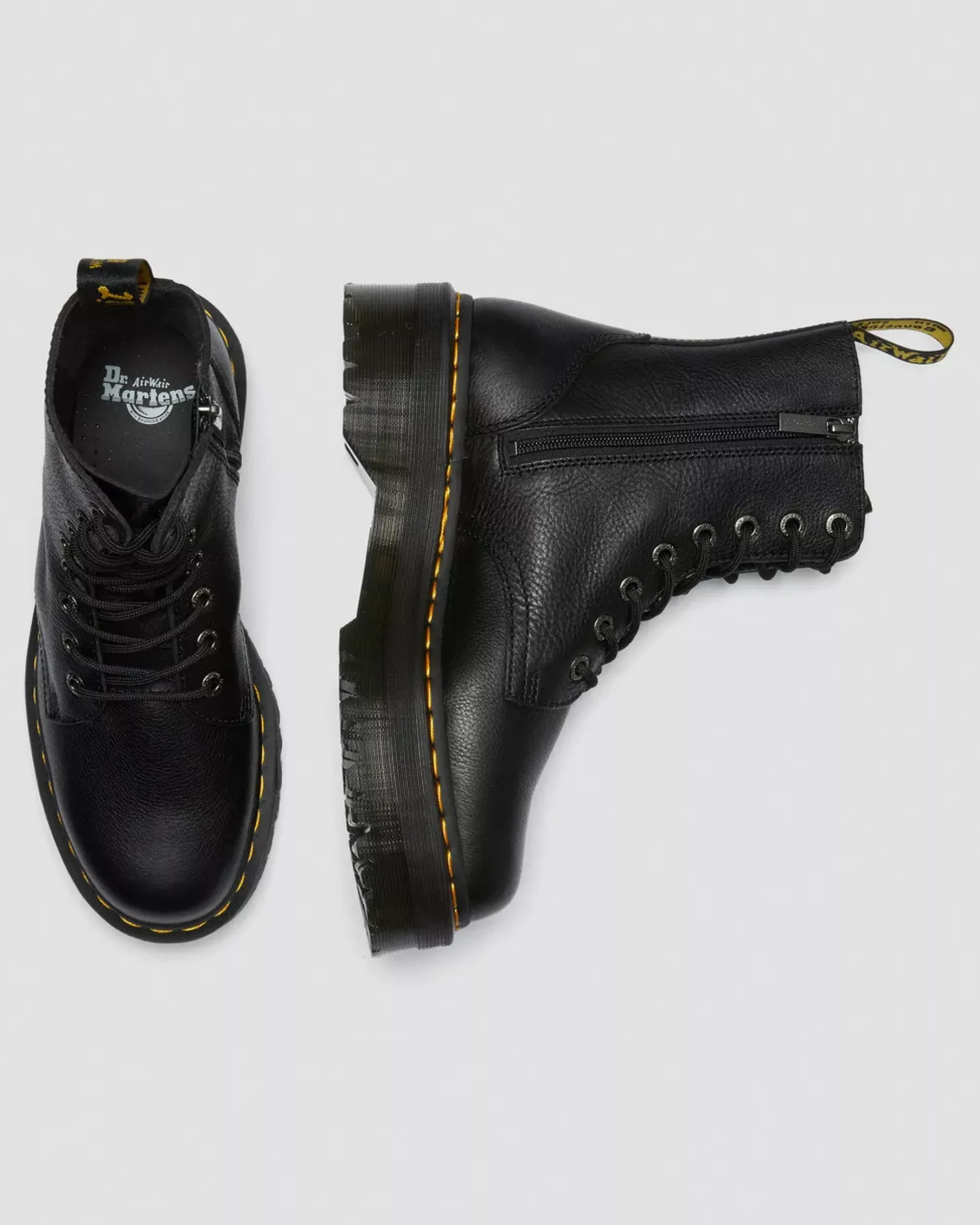 Bestsellers|Platform Boots>Dr. Martens Jadon III Boot Pisa Leather Platforms Black — Pisa