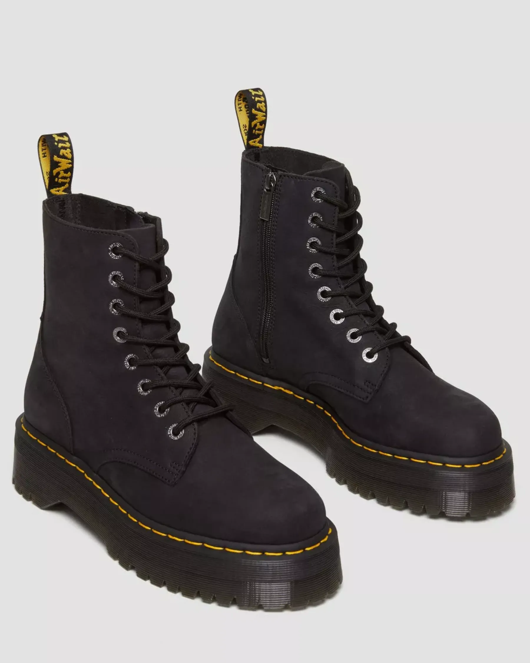 Platform Boots|Ankle Boots>Dr. Martens Jadon III Boot Tumbled Nubuck Platforms Charcoal Grey — Tumbled Nubuck