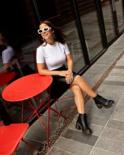 Platform Boots|Heeled Boots>Dr. Martens Jesy Sendal Leather Lace Up Flared Heel Boots Black — Sendal