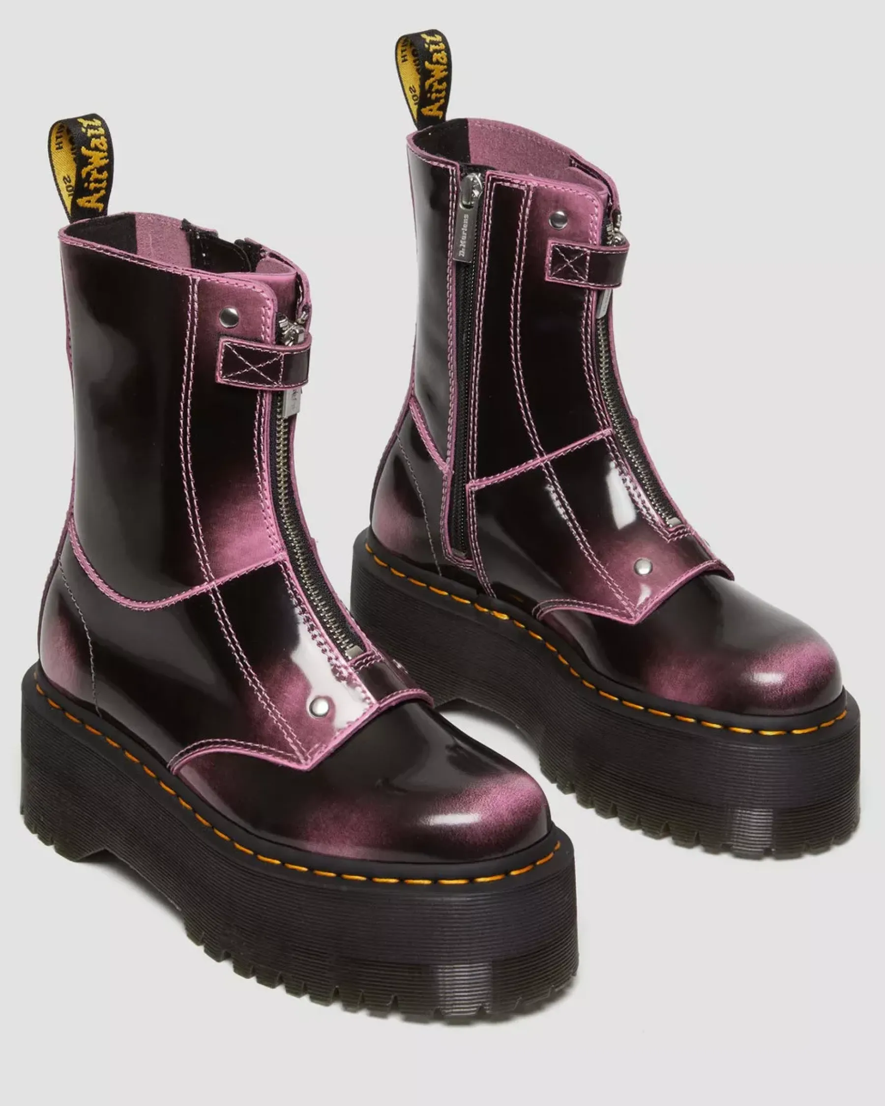 Platform Boots|Platforms>Dr. Martens Jetta Hi Max Distressed Leather Platform Boots Fondant Pink — Arcadia