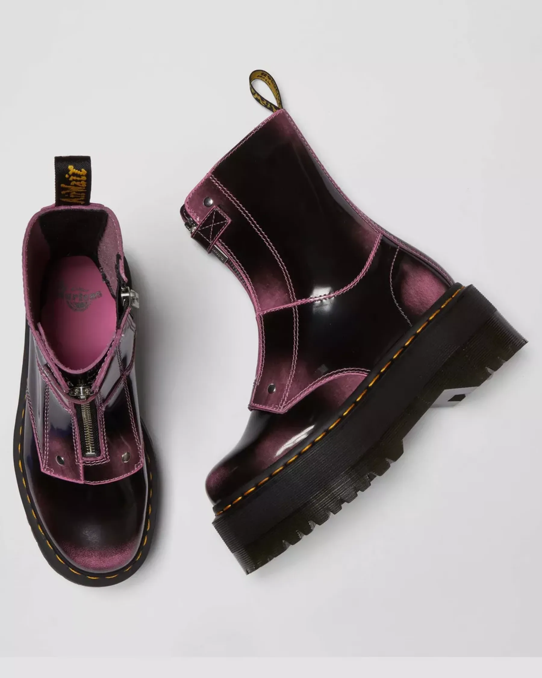 Platform Boots|Platforms>Dr. Martens Jetta Hi Max Distressed Leather Platform Boots Fondant Pink — Arcadia