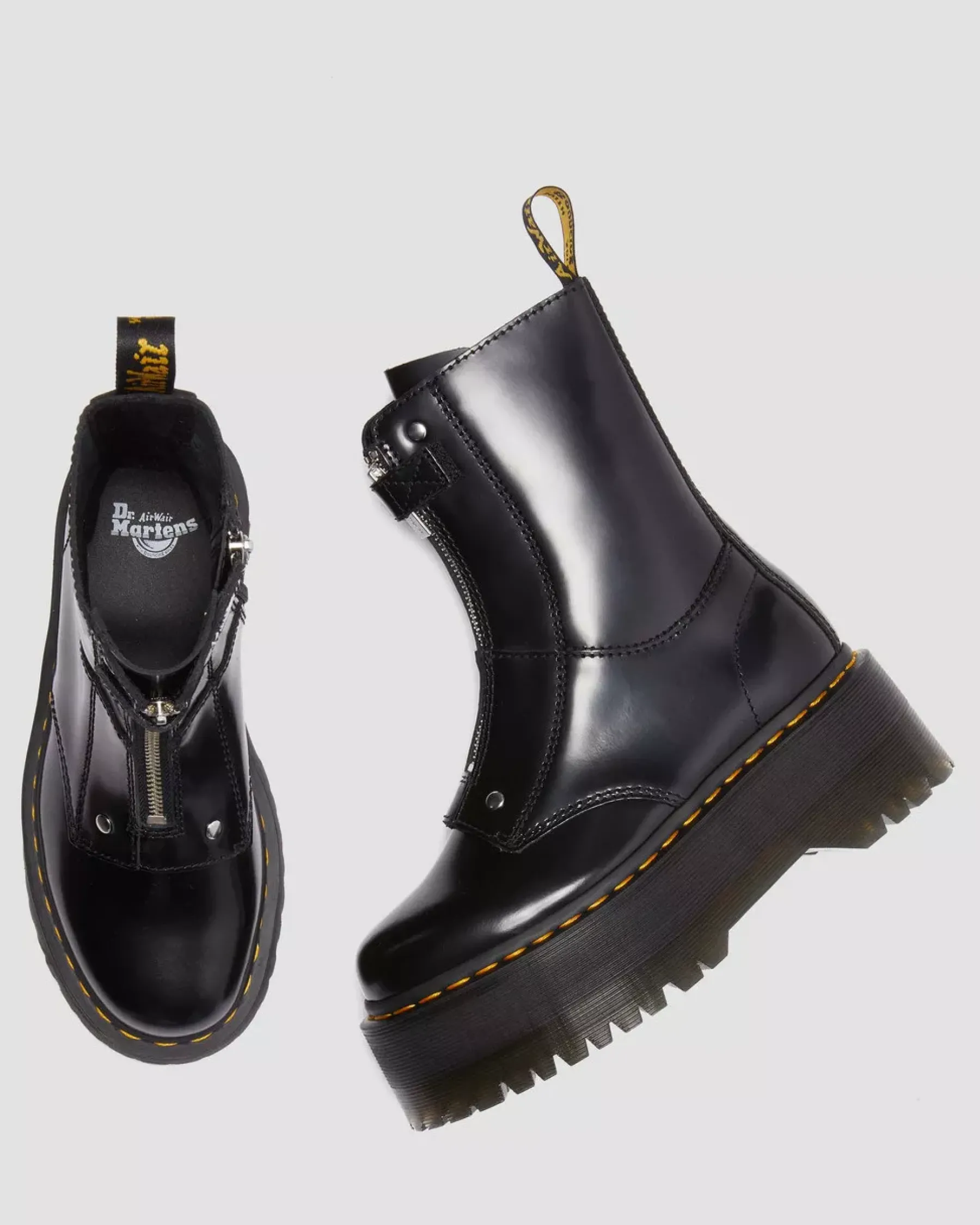 Platform Boots|Ankle Boots>Dr. Martens Jetta Hi Max Leather Platform Boots Black — Buttero