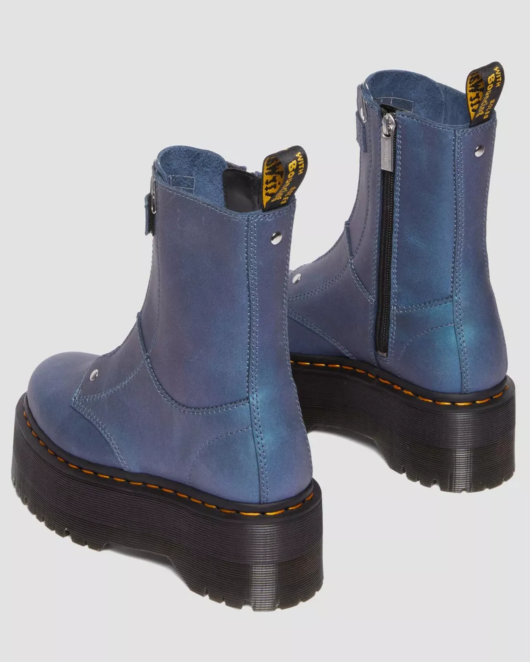 Sale|Platform Boots>Dr. Martens Jetta Hi Max Metallic Leather Platform Boots DEEP BLUE — Pull Up Shift