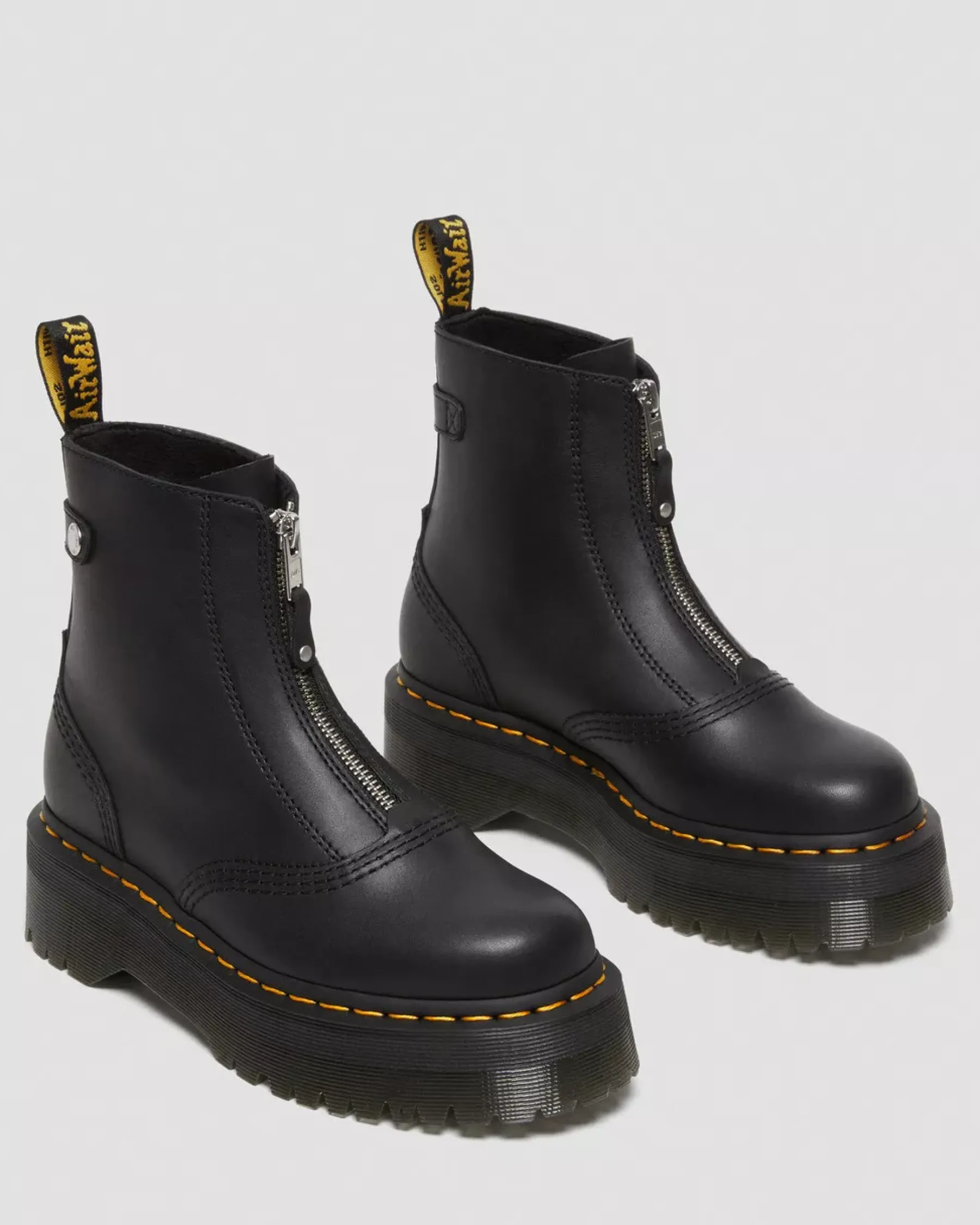 Platform Boots|Ankle Boots>Dr. Martens Jetta Zipped Sendal Leather Platform Boots Black — Sendal