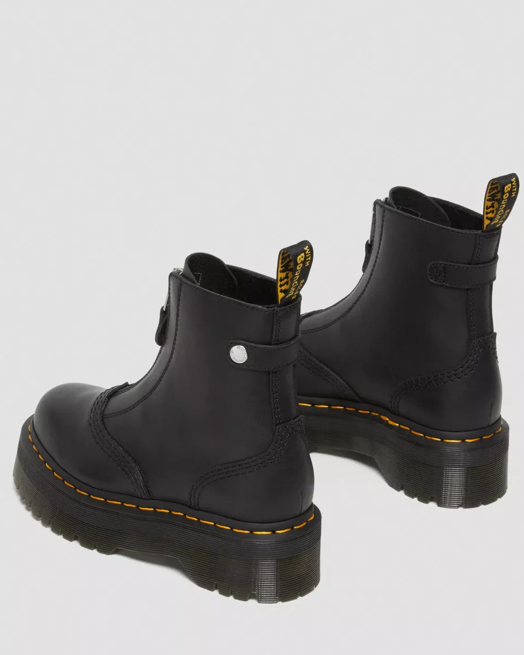 Platform Boots|Ankle Boots>Dr. Martens Jetta Zipped Sendal Leather Platform Boots Black — Sendal