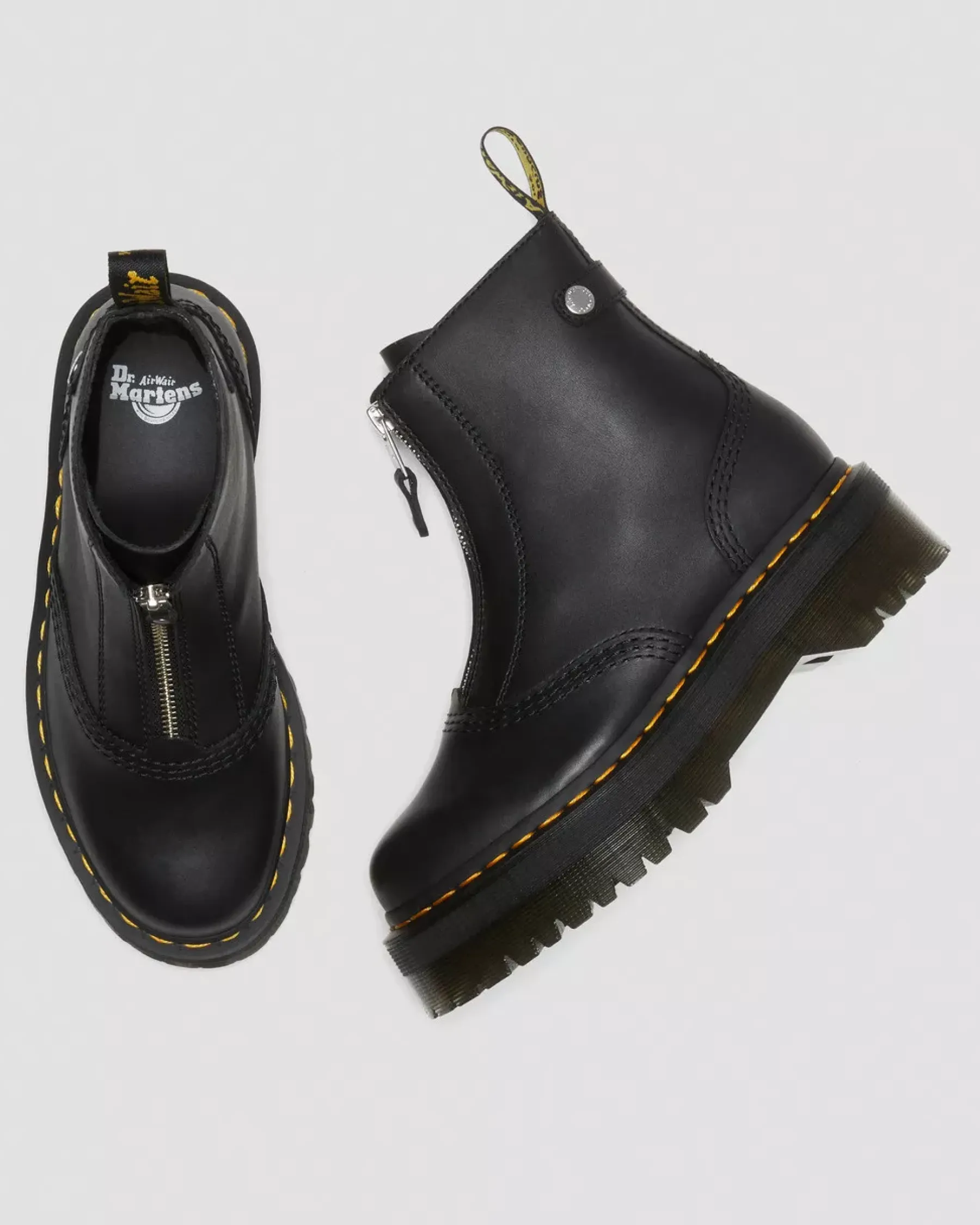 Platform Boots|Ankle Boots>Dr. Martens Jetta Zipped Sendal Leather Platform Boots Black — Sendal