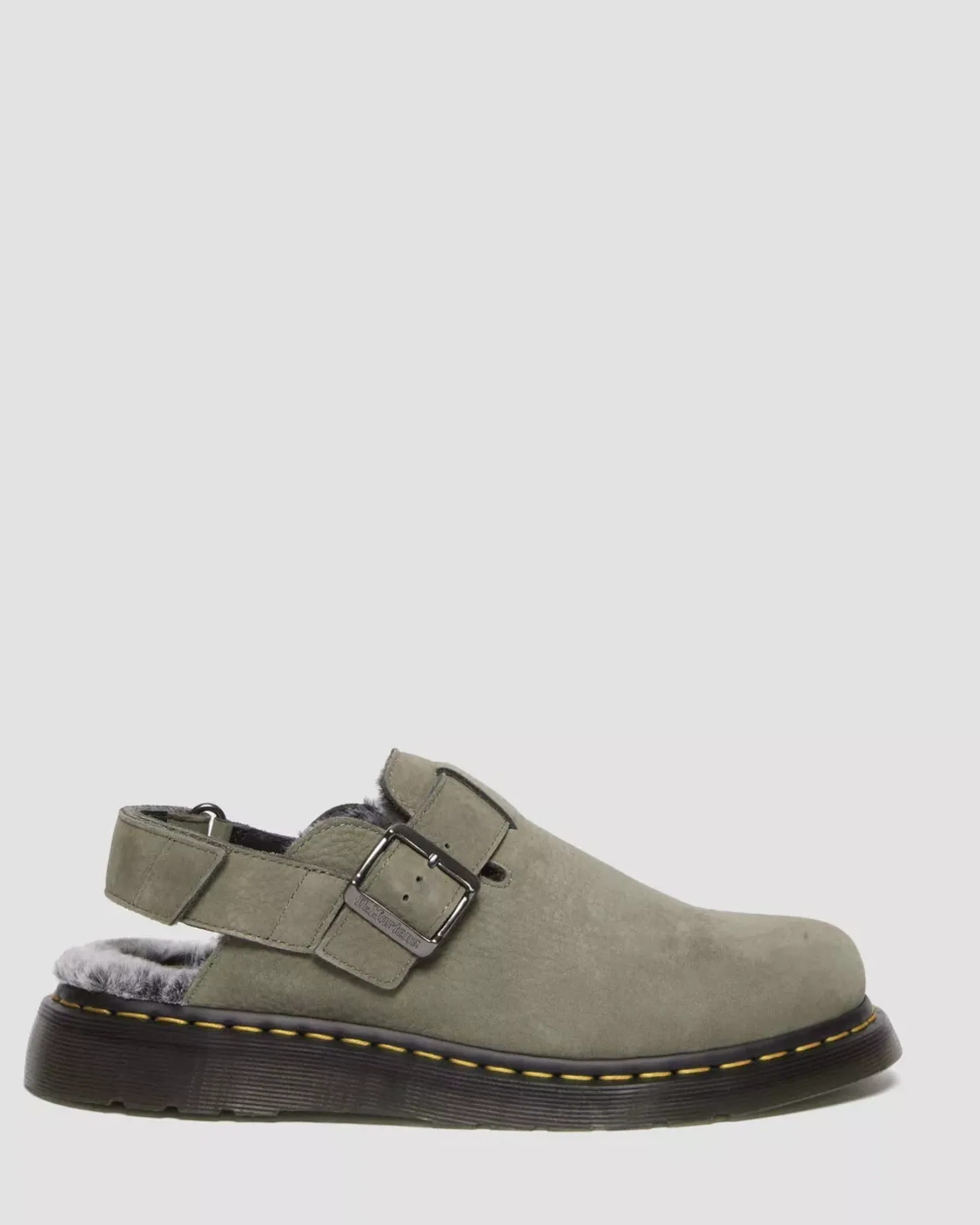 Sale|Originals>Dr. Martens Jorge II Faux Fur Lined Nubuck Slingback Mules NICKEL GREY — Milled Nubuck Wp