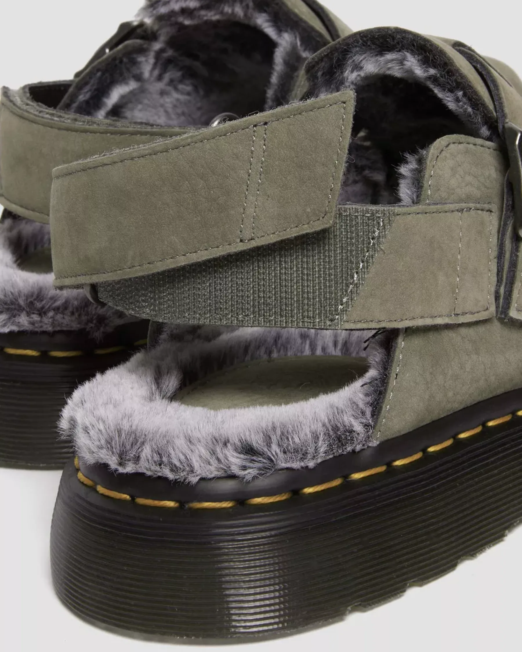 Sale|Originals>Dr. Martens Jorge II Faux Fur Lined Nubuck Slingback Mules NICKEL GREY — Milled Nubuck Wp