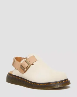 Mules & Slides|Shoes>Dr. Martens Jorge II Suede & Leather Slingback Mules Parchment Beige+Beige — E.H.Suede+Carrara