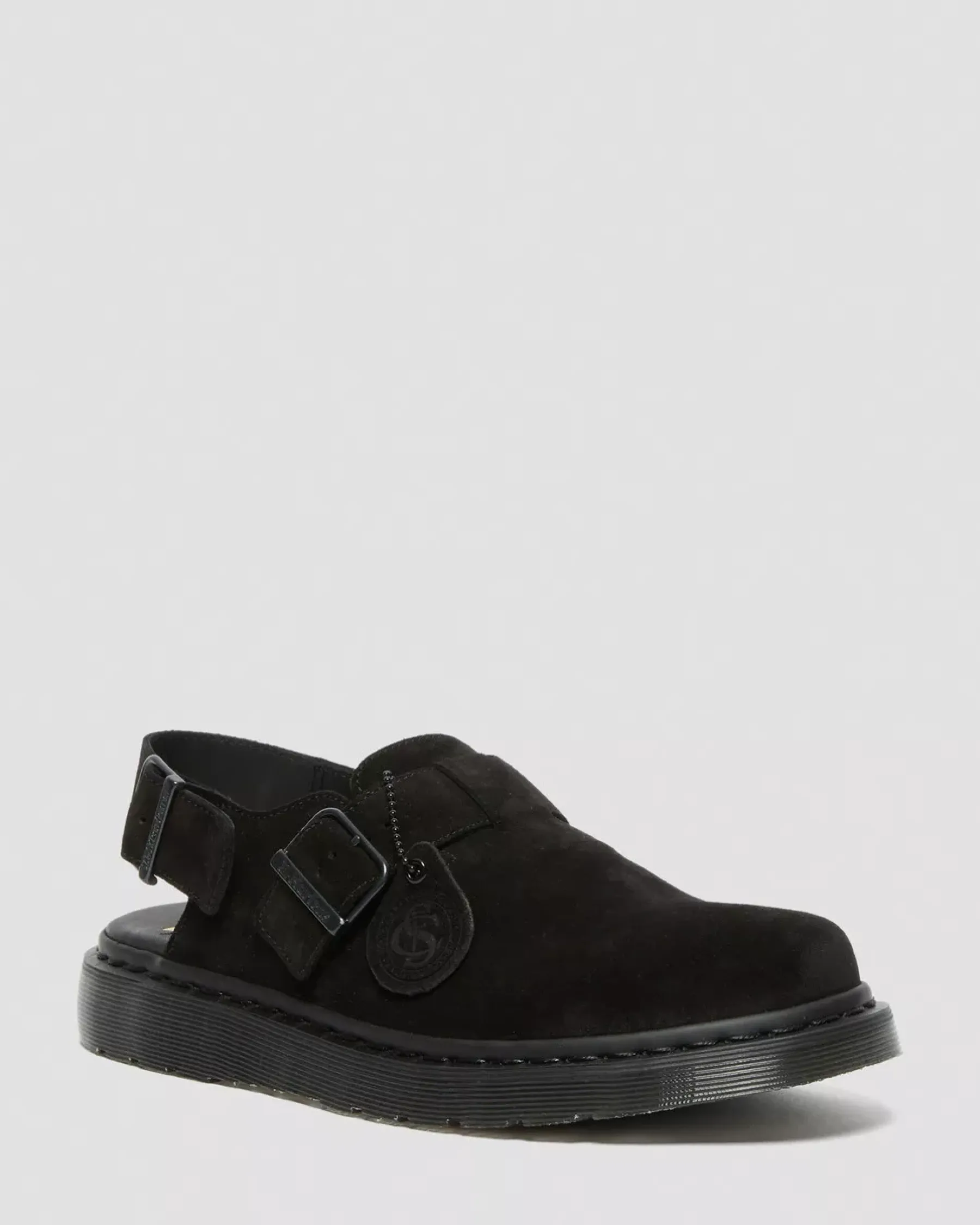 Mules & Slides|Sandals>Dr. Martens Jorge Made in England Suede Slingback Mules Black — Repello Calf Suede (Gum Oil)