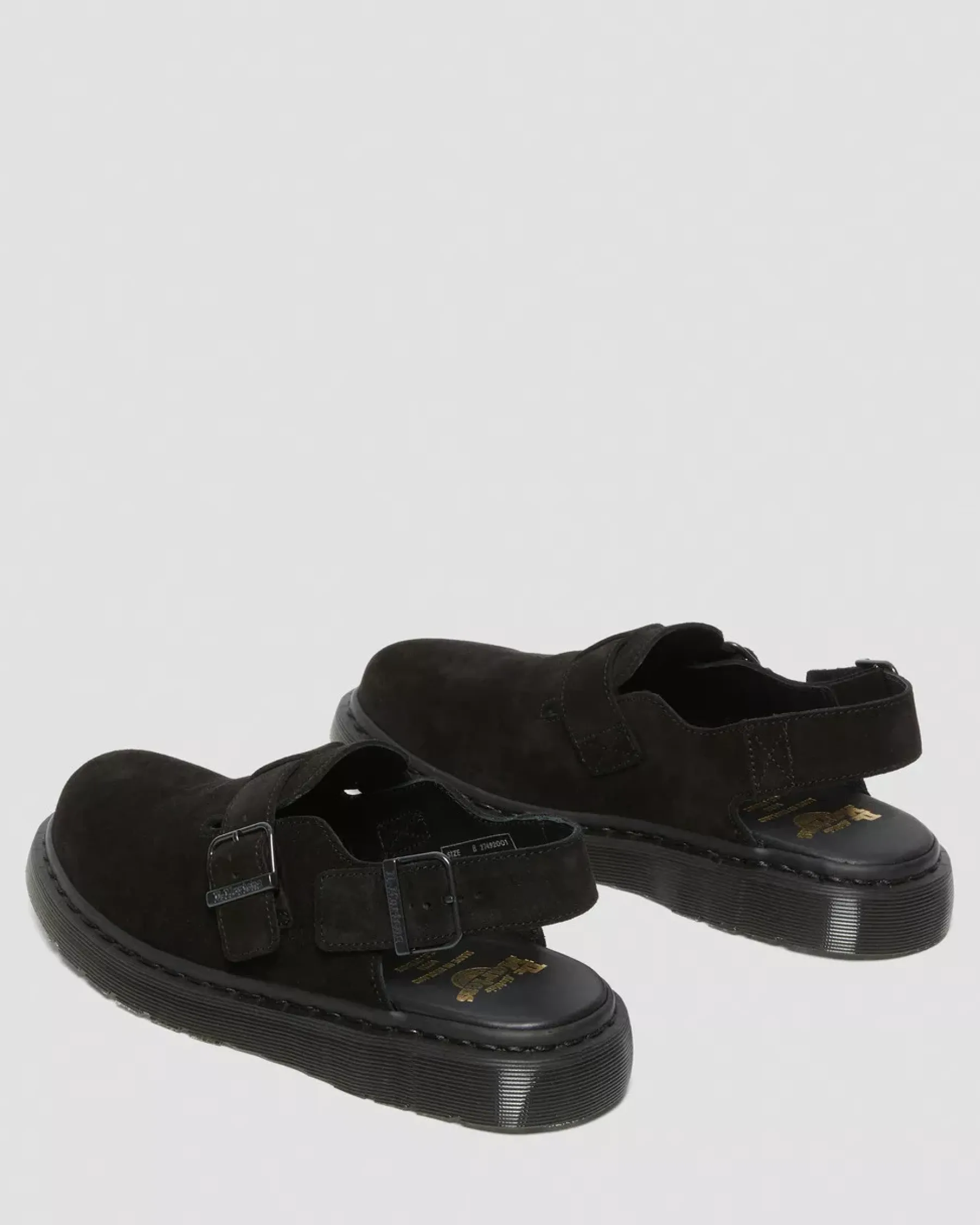 Mules & Slides|Sandals>Dr. Martens Jorge Made in England Suede Slingback Mules Black — Repello Calf Suede (Gum Oil)