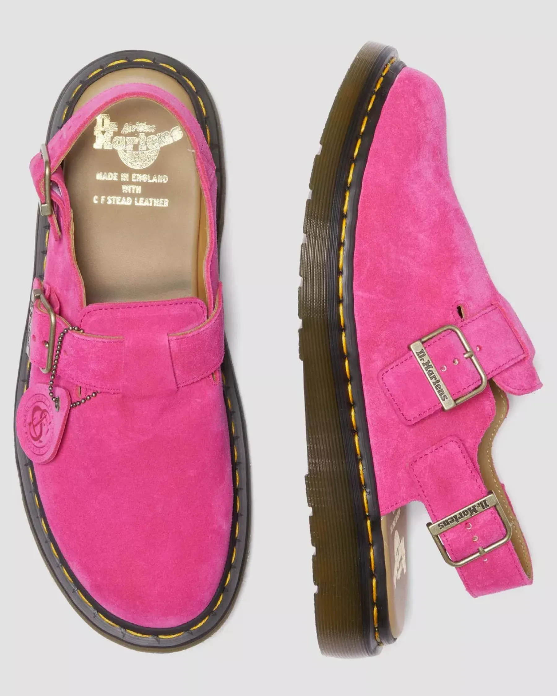 Sale|Originals>Dr. Martens Jorge Made in England Suede Slingback Mules Pink — Repello Calf Suede (Gum Oil)