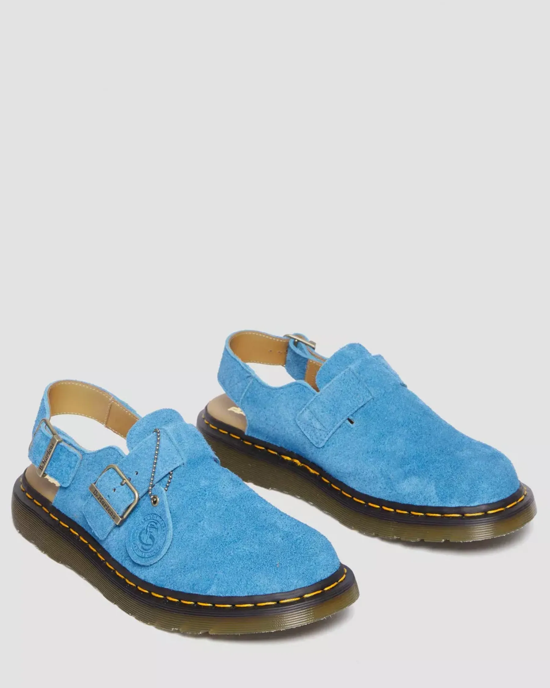 Sale|Originals>Dr. Martens Jorge Made in England Suede Slingback Mules Blue — Repello Calf Suede (Gum Oil)